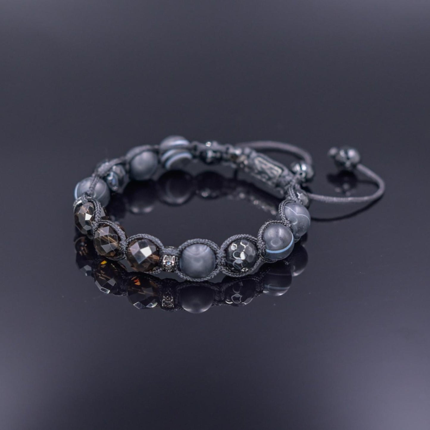 Men's Smoky Quartz Braided Bracelet, Black Agate Gemstone Adjustable Bracelet, Gift for Men, Anniversary Gift, Black Beaded Crystal Bracelet - Shamballa Bracelet - Birthstone Bracelet - Gemstone Bracelet Men - Chakra Bracelet - Macrame Bracelet - Healing Bracelet - Valinde - Shamballa Bracelet - Birthstone Bracelet - Gemstone Bracelet Men - Chakra Bracelet - Macrame Bracelet - Healing Bracelet - Valinde