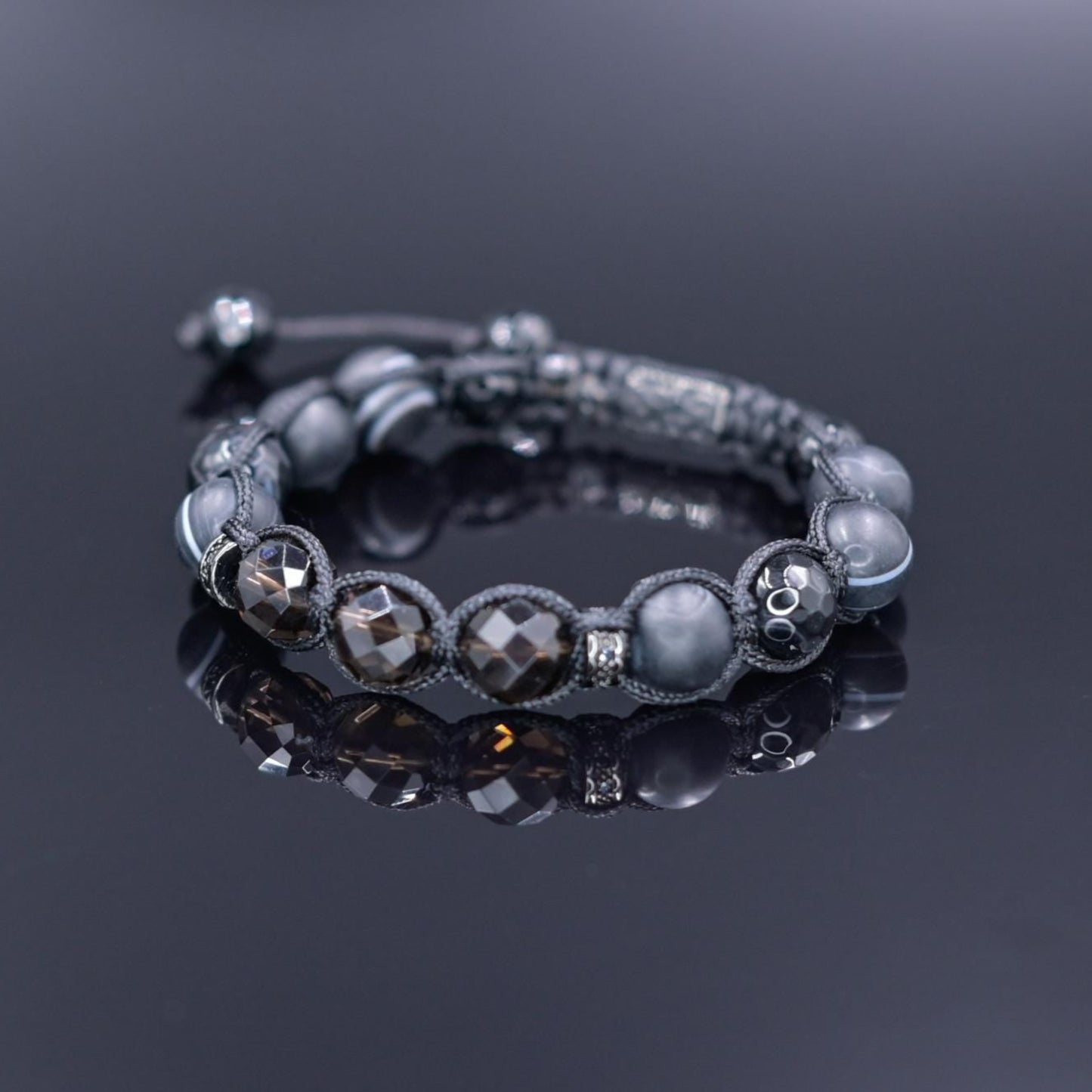 Men's Smoky Quartz Braided Bracelet, Black Agate Gemstone Adjustable Bracelet, Gift for Men, Anniversary Gift, Black Beaded Crystal Bracelet - Shamballa Bracelet - Birthstone Bracelet - Gemstone Bracelet Men - Chakra Bracelet - Macrame Bracelet - Healing Bracelet - Valinde - Shamballa Bracelet - Birthstone Bracelet - Gemstone Bracelet Men - Chakra Bracelet - Macrame Bracelet - Healing Bracelet - Valinde