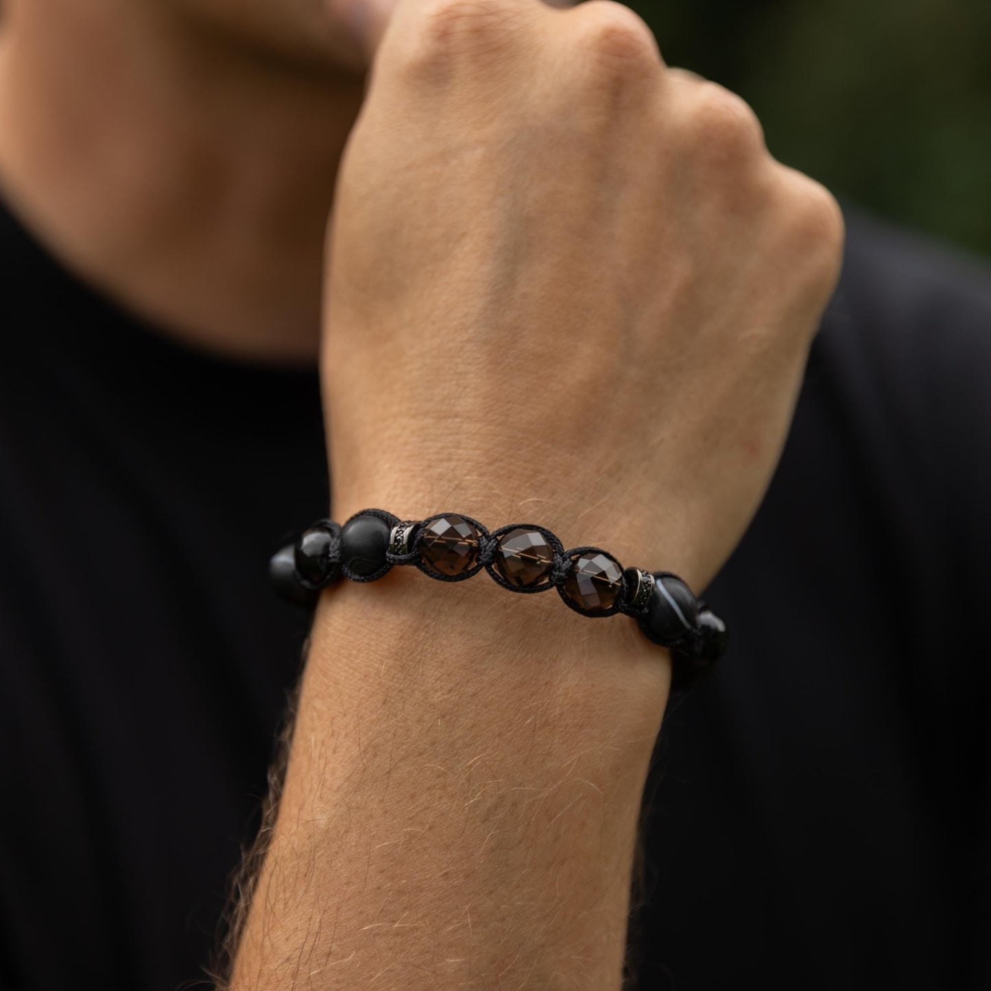 Men's Smoky Quartz Braided Bracelet, Black Agate Gemstone Adjustable Bracelet, Gift for Men, Anniversary Gift, Black Beaded Crystal Bracelet - Shamballa Bracelet - Birthstone Bracelet - Gemstone Bracelet Men - Chakra Bracelet - Macrame Bracelet - Healing Bracelet - Valinde - Shamballa Bracelet - Birthstone Bracelet - Gemstone Bracelet Men - Chakra Bracelet - Macrame Bracelet - Healing Bracelet - Valinde
