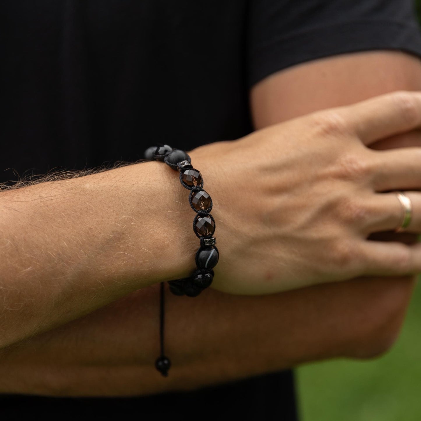 Men's Smoky Quartz Braided Bracelet, Black Agate Gemstone Adjustable Bracelet, Gift for Men, Anniversary Gift, Black Beaded Crystal Bracelet - Shamballa Bracelet - Birthstone Bracelet - Gemstone Bracelet Men - Chakra Bracelet - Macrame Bracelet - Healing Bracelet - Valinde - Shamballa Bracelet - Birthstone Bracelet - Gemstone Bracelet Men - Chakra Bracelet - Macrame Bracelet - Healing Bracelet - Valinde