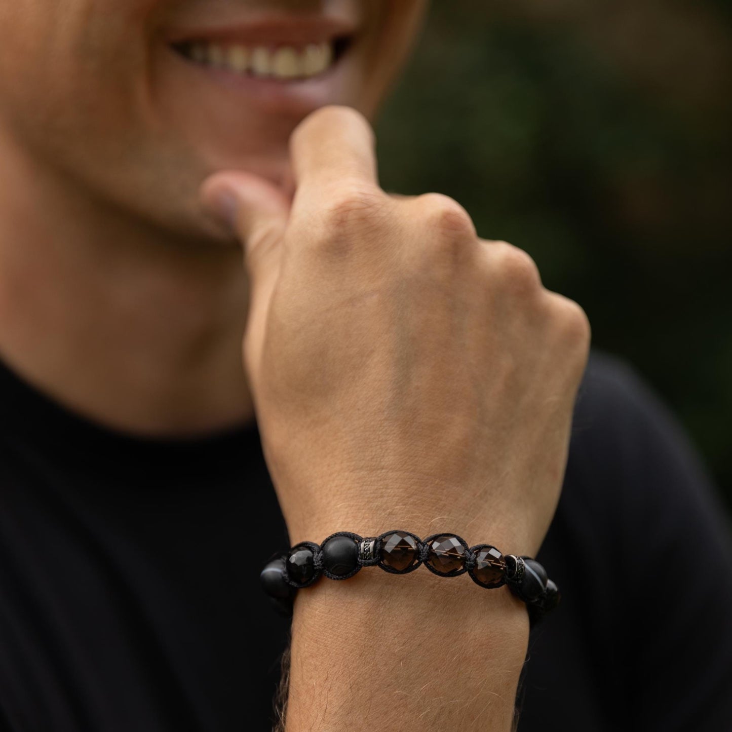Men's Smoky Quartz Braided Bracelet, Black Agate Gemstone Adjustable Bracelet, Gift for Men, Anniversary Gift, Black Beaded Crystal Bracelet - Shamballa Bracelet - Birthstone Bracelet - Gemstone Bracelet Men - Chakra Bracelet - Macrame Bracelet - Healing Bracelet - Valinde - Shamballa Bracelet - Birthstone Bracelet - Gemstone Bracelet Men - Chakra Bracelet - Macrame Bracelet - Healing Bracelet - Valinde