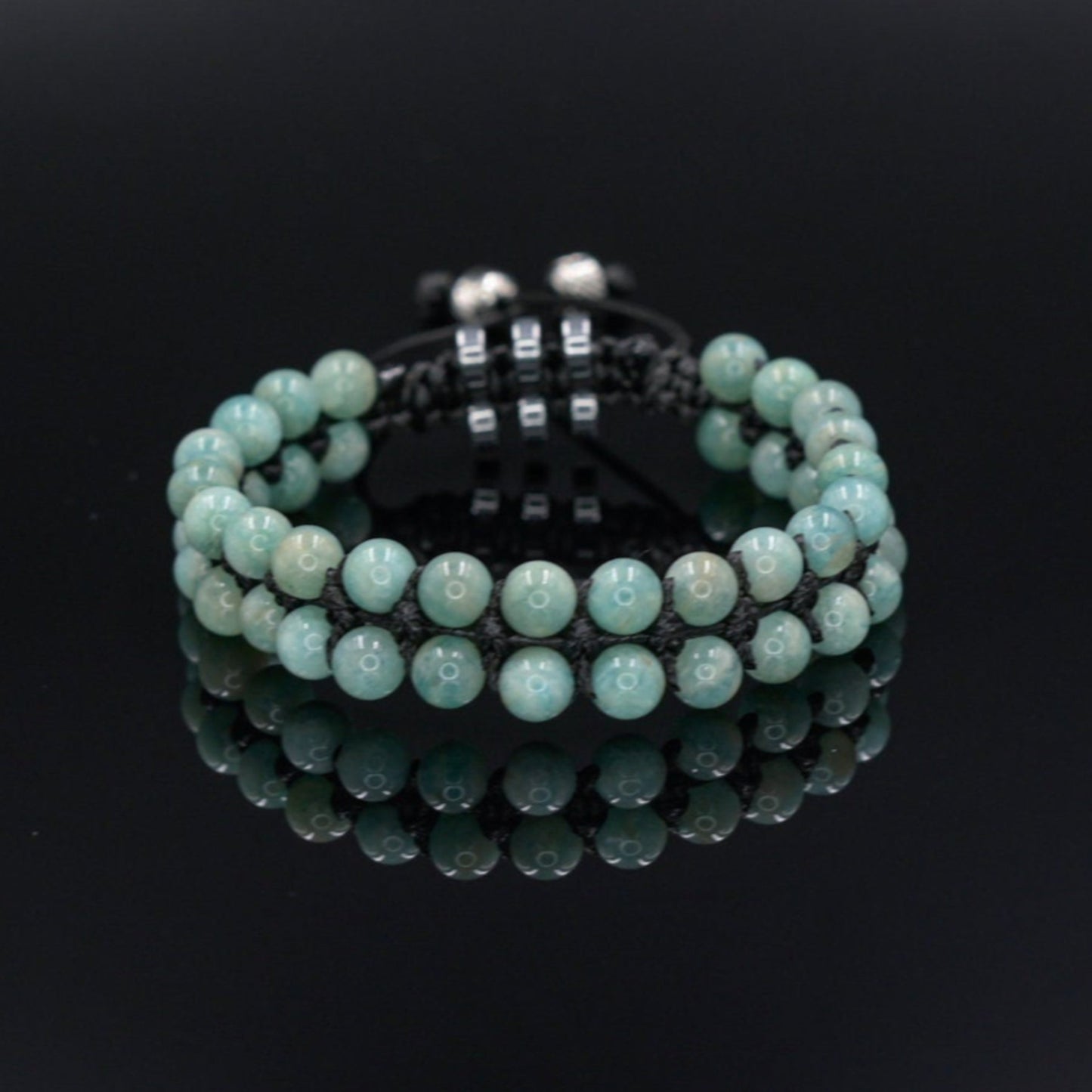 Men's Double Row Bracelet, Amazonite Braided Adjustable Bracelet, Double Macrame Bracelet, Gift for Men,Father's Day Gift,Gemstone Bracelet - Shamballa Bracelet - Birthstone Bracelet - Gemstone Bracelet Men - Chakra Bracelet - Macrame Bracelet - Healing Bracelet - Valinde