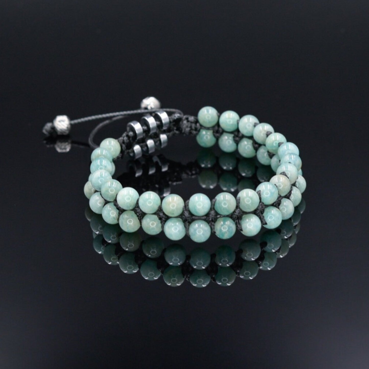 Men's Double Row Bracelet, Amazonite Braided Adjustable Bracelet, Double Macrame Bracelet, Gift for Men,Father's Day Gift,Gemstone Bracelet - Shamballa Bracelet - Birthstone Bracelet - Gemstone Bracelet Men - Chakra Bracelet - Macrame Bracelet - Healing Bracelet - Valinde