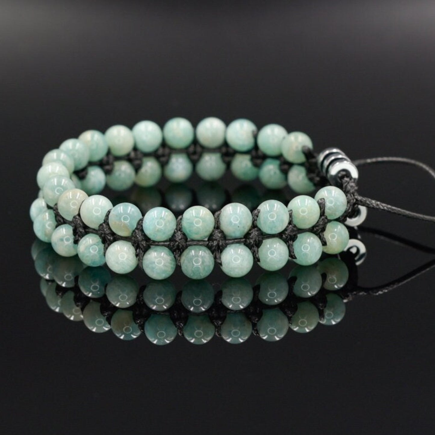 Men's Double Row Bracelet, Amazonite Braided Adjustable Bracelet, Double Macrame Bracelet, Gift for Men,Father's Day Gift,Gemstone Bracelet - Shamballa Bracelet - Birthstone Bracelet - Gemstone Bracelet Men - Chakra Bracelet - Macrame Bracelet - Healing Bracelet - Valinde
