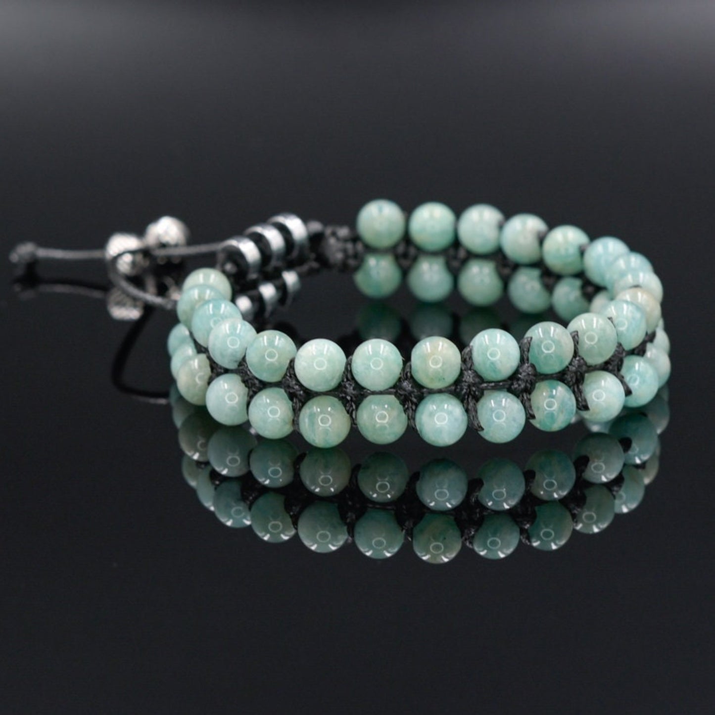Men's Double Row Bracelet, Amazonite Braided Adjustable Bracelet, Double Macrame Bracelet, Gift for Men,Father's Day Gift,Gemstone Bracelet - Shamballa Bracelet - Birthstone Bracelet - Gemstone Bracelet Men - Chakra Bracelet - Macrame Bracelet - Healing Bracelet - Valinde