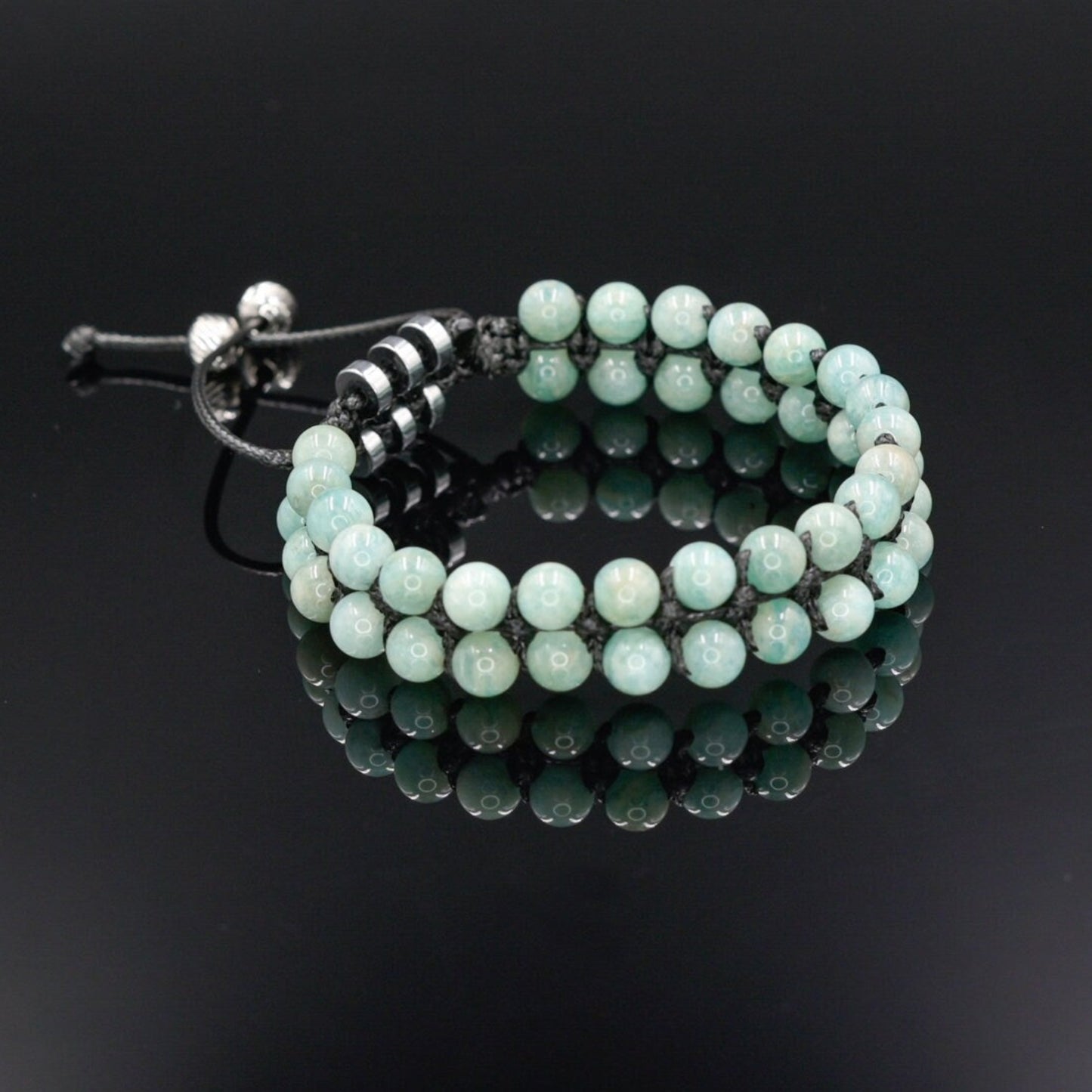 Men's Double Row Bracelet, Amazonite Braided Adjustable Bracelet, Double Macrame Bracelet, Gift for Men,Father's Day Gift,Gemstone Bracelet - Shamballa Bracelet - Birthstone Bracelet - Gemstone Bracelet Men - Chakra Bracelet - Macrame Bracelet - Healing Bracelet - Valinde