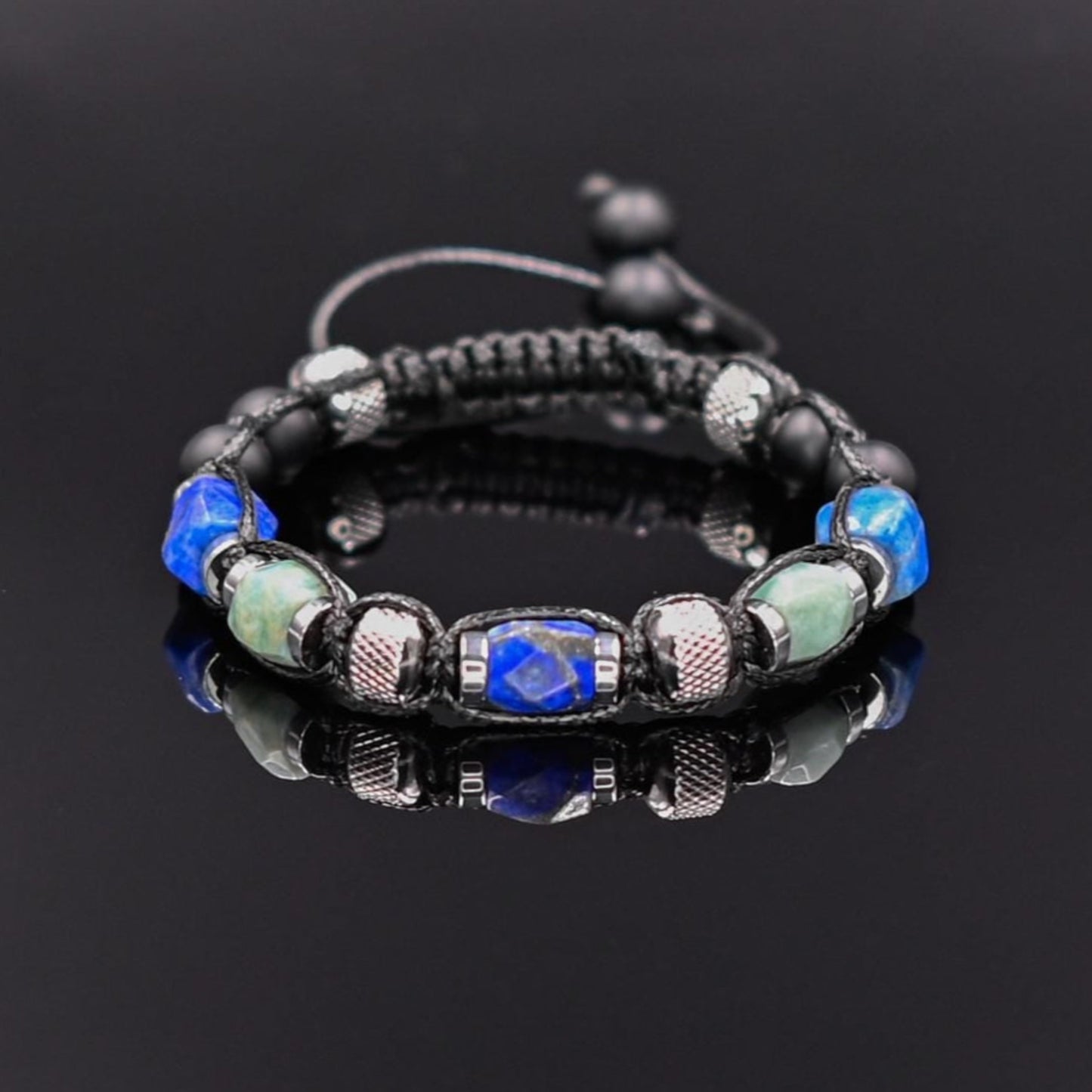 Lapis Lazuli Bracelet for Men Men's Steel Beaded Bracelet Gift for Men Adjustable Crystal Bracelet Amazonite Bracelet Black Onyx Bracelet - Shamballa Bracelet - Mantra Bracelet - Yoga Bracelet - Birthstone Bracelet - Gemstone Bracelet Men - Chakra Bracelet - Macrame Bracelet - Healing Bracelet - Gift for Father - Gift For Men - Valinde