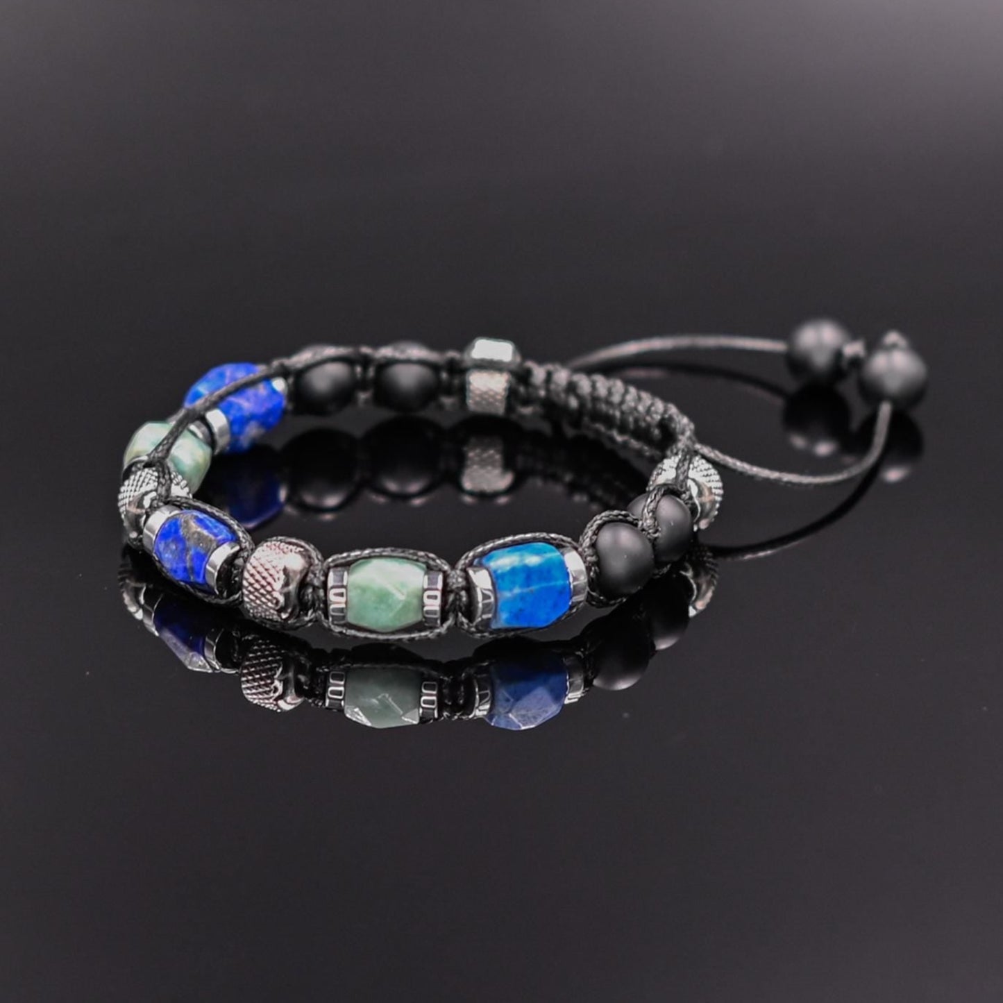 Lapis Lazuli Bracelet for Men Men's Steel Beaded Bracelet Gift for Men Adjustable Crystal Bracelet Amazonite Bracelet Black Onyx Bracelet - Shamballa Bracelet - Mantra Bracelet - Yoga Bracelet - Birthstone Bracelet - Gemstone Bracelet Men - Chakra Bracelet - Macrame Bracelet - Healing Bracelet - Gift for Father - Gift For Men - Valinde