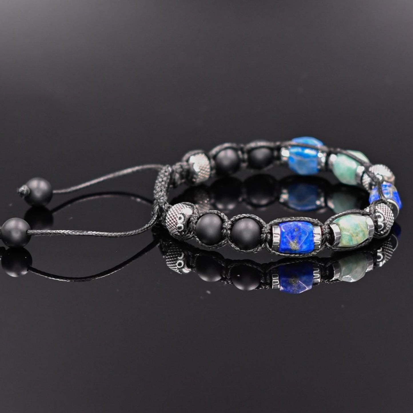 Lapis Lazuli Bracelet for Men Men's Steel Beaded Bracelet Gift for Men Adjustable Crystal Bracelet Amazonite Bracelet Black Onyx Bracelet - Shamballa Bracelet - Mantra Bracelet - Yoga Bracelet - Birthstone Bracelet - Gemstone Bracelet Men - Chakra Bracelet - Macrame Bracelet - Healing Bracelet - Gift for Father - Gift For Men - Valinde