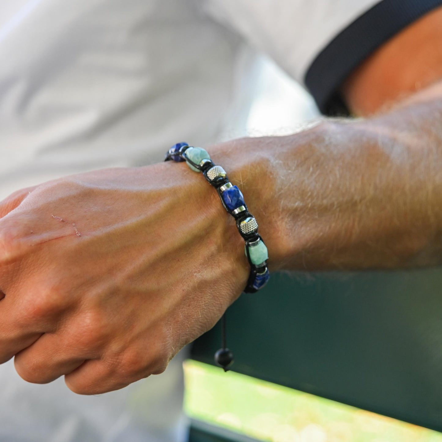 Lapis Lazuli Bracelet for Men Men's Steel Beaded Bracelet Gift for Men Adjustable Crystal Bracelet Amazonite Bracelet Black Onyx Bracelet - Shamballa Bracelet - Mantra Bracelet - Yoga Bracelet - Birthstone Bracelet - Gemstone Bracelet Men - Chakra Bracelet - Macrame Bracelet - Healing Bracelet - Gift for Father - Gift For Men - Valinde