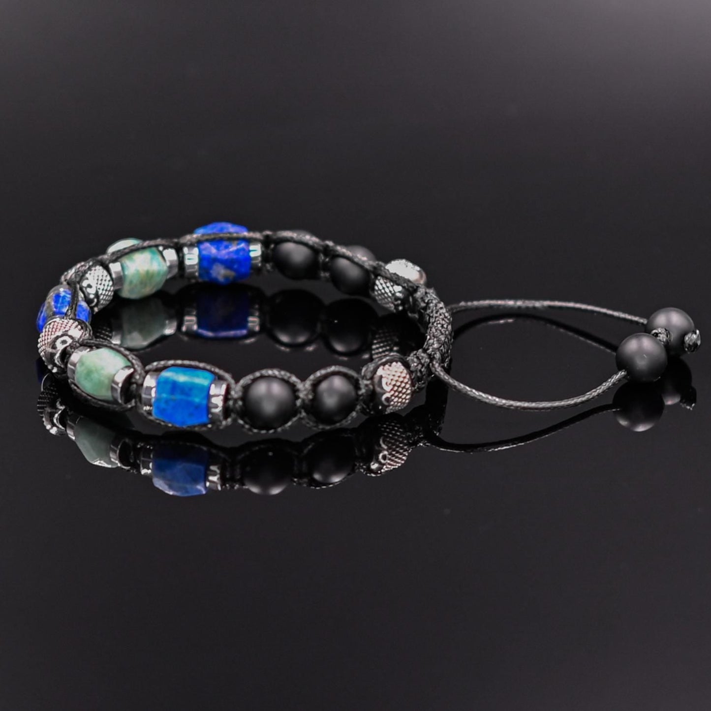 Lapis Lazuli Bracelet for Men Men's Steel Beaded Bracelet Gift for Men Adjustable Crystal Bracelet Amazonite Bracelet Black Onyx Bracelet - Shamballa Bracelet - Mantra Bracelet - Yoga Bracelet - Birthstone Bracelet - Gemstone Bracelet Men - Chakra Bracelet - Macrame Bracelet - Healing Bracelet - Gift for Father - Gift For Men - Valinde