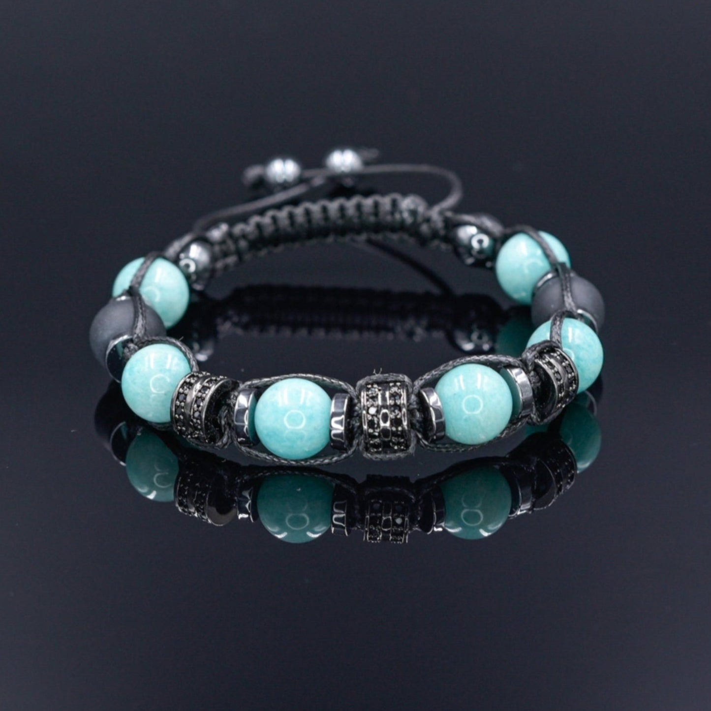Gemstone Amazonite Bracelet Men, Men's Onyx Hematite Beaded Bracelet, Summer Bracelet, Gift for Men, Adjustable Macrame Bracelet, Men's Gift - Shamballa Bracelet - Mantra Bracelet - Birthstone Bracelet - Gemstone Bracelet Men - Chakra Bracelet - Macrame Bracelet - Healing Bracelet - Valinde