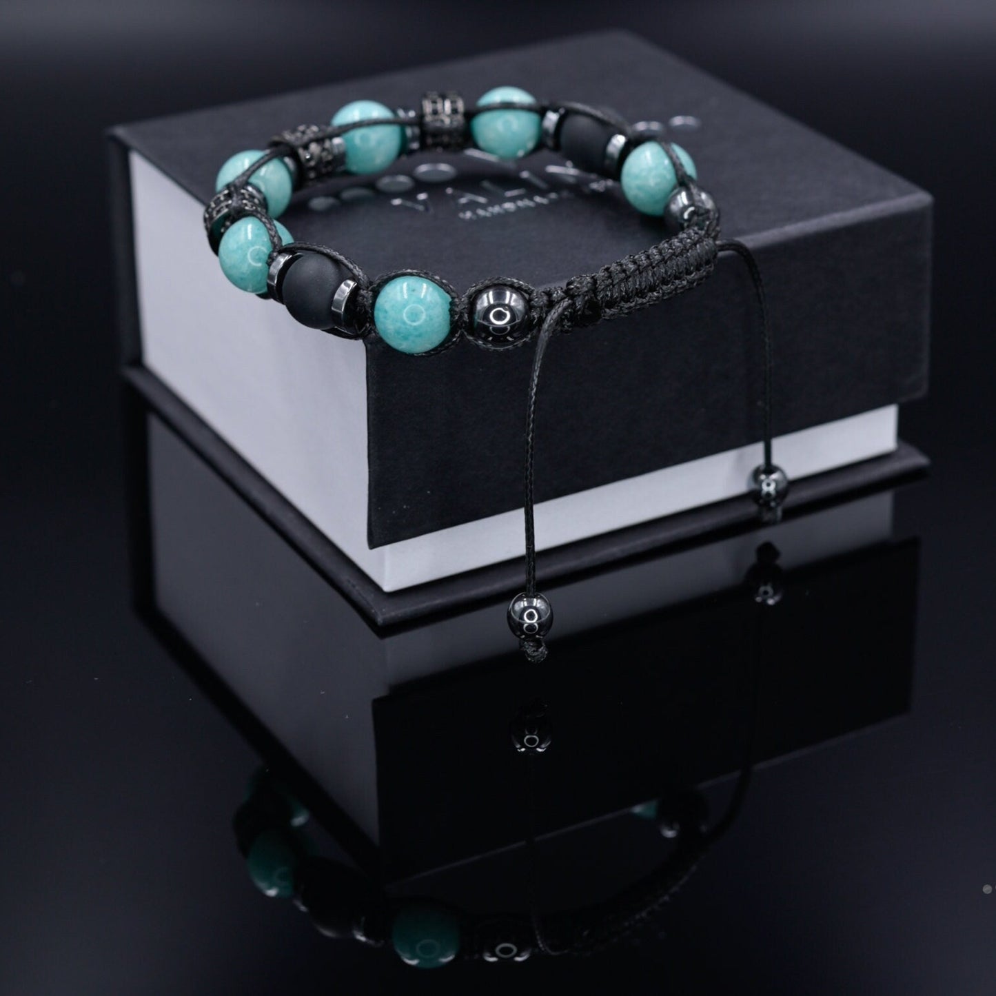 Gemstone Amazonite Bracelet Men, Men's Onyx Hematite Beaded Bracelet, Summer Bracelet, Gift for Men, Adjustable Macrame Bracelet, Men's Gift - Shamballa Bracelet - Mantra Bracelet - Birthstone Bracelet - Gemstone Bracelet Men - Chakra Bracelet - Macrame Bracelet - Healing Bracelet - Valinde