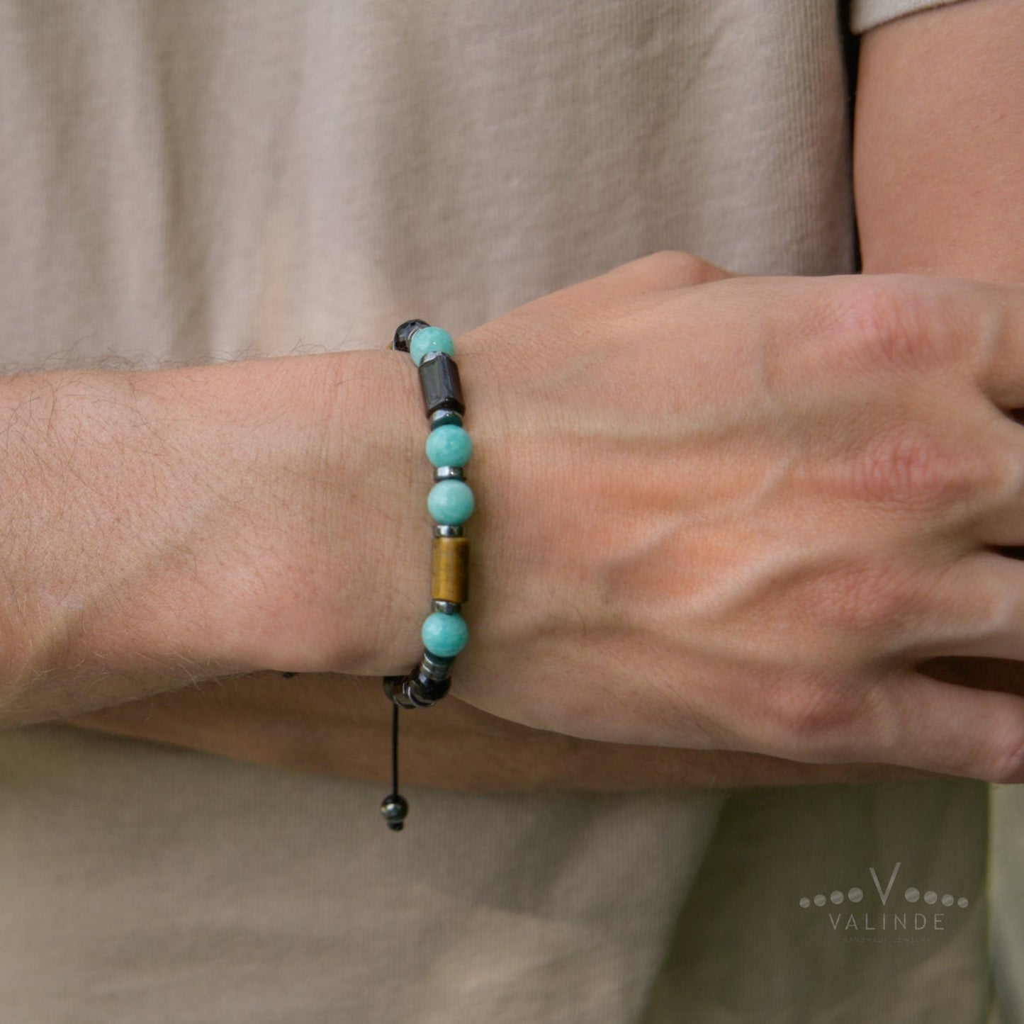 Amazonite Summer Bracelet, Men's Tiger's Eye Onyx Beaded Bracelet, Adjustable Bracelet, Gift for Men, Father's Day Gift, Gemstone Bracelet - Shamballa Bracelet - Birthstone Bracelet - Gemstone Bracelet Men - Chakra Bracelet - Macrame Bracelet - Healing Bracelet - Valinde - Shamballa Bracelet - Birthstone Bracelet - Gemstone Bracelet Men - Chakra Bracelet - Macrame Bracelet - Healing Bracelet - Valinde