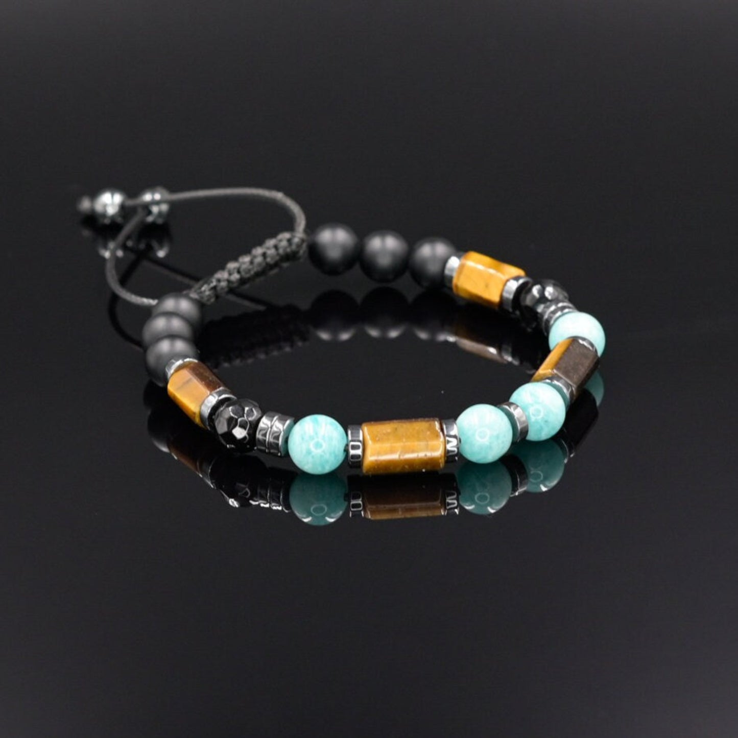 Amazonite Summer Bracelet, Men's Tiger's Eye Onyx Beaded Bracelet, Adjustable Bracelet, Gift for Men, Father's Day Gift, Gemstone Bracelet - Shamballa Bracelet - Birthstone Bracelet - Gemstone Bracelet Men - Chakra Bracelet - Macrame Bracelet - Healing Bracelet - Valinde - Shamballa Bracelet - Birthstone Bracelet - Gemstone Bracelet Men - Chakra Bracelet - Macrame Bracelet - Healing Bracelet - Valinde