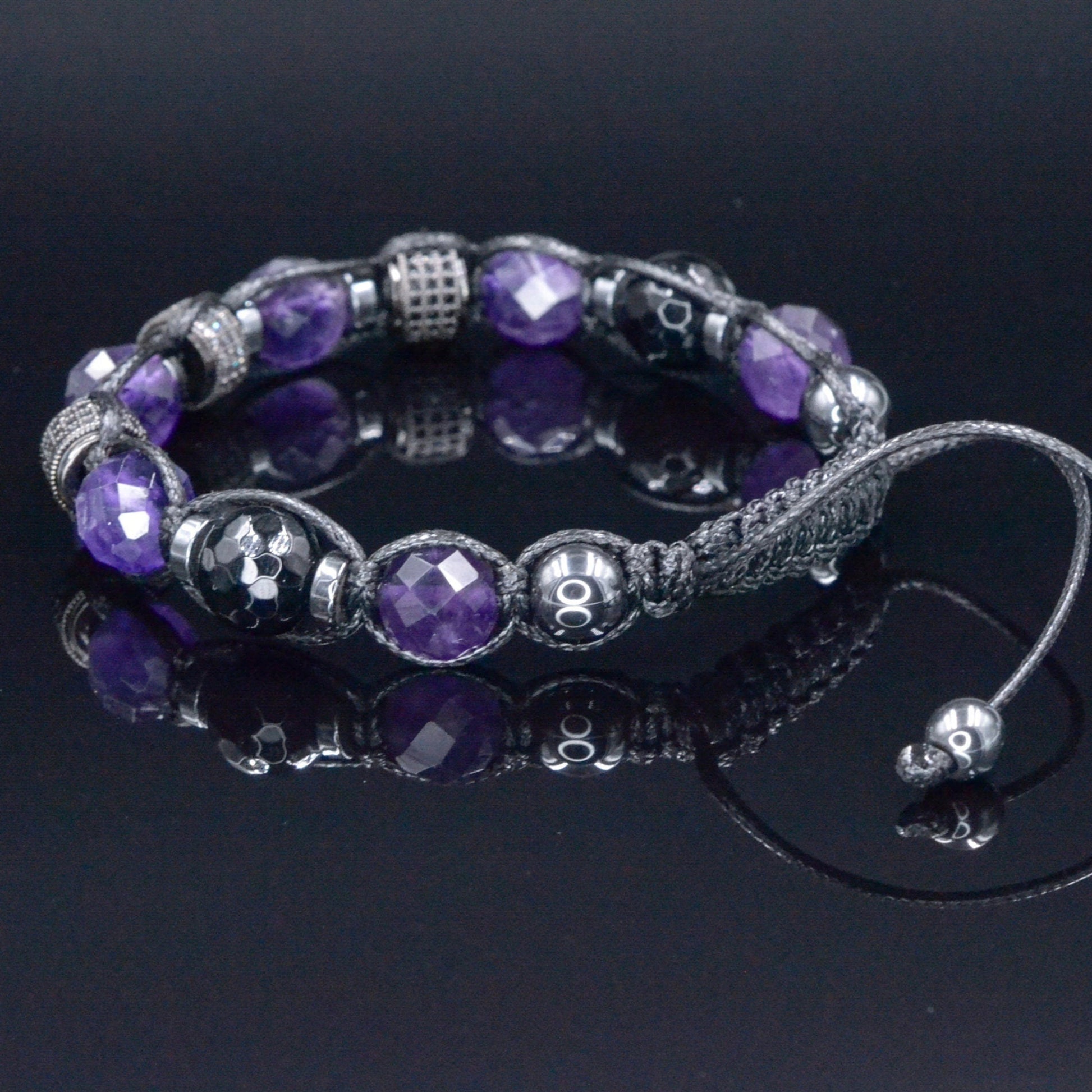 Genuine Emerald Bracelet for Men - Men's Emerald Phantom Quartz Onyx Hematite Beads Bracelet - Gift for Men - Adjustable Braided Bracelet  - Shamballa Bracelet - Birthstone Bracelet - Gemstone Bracelet Men - Chakra Bracelet - Macrame Bracelet - Healing Bracelet - Valinde