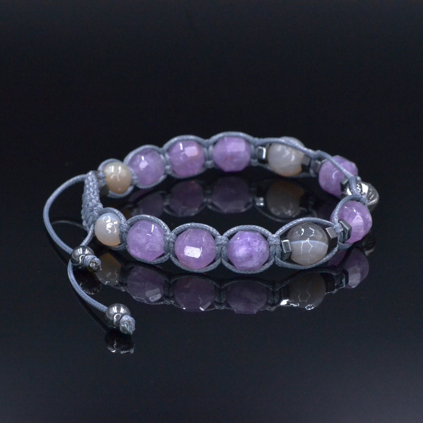 Men's Black Onyx Hematite Beaded Bracelet, Gemstone Braided Adjustable Bracelet, Gift for Men, Father's Day Gift, Crystal Amulet BraceletAmethyst Fluorite Onyx Beaded Bracelet, Men's Crystal Braided Adjustable Bracelet, Gift for Men, Father's Day Gift,Stone Macrame Bracelet Amethyst Agate Bracelet, Men's Steel Bead Adjustable Bracelet, Gift for Men, Light Purple Beaded Bracelet, Christmas Gift, Macrame Bracelet - Shamballa Bracelet - Mantra Bracelet - Birthstone Bracelet - Gemstone Bracelet Men - Chakra