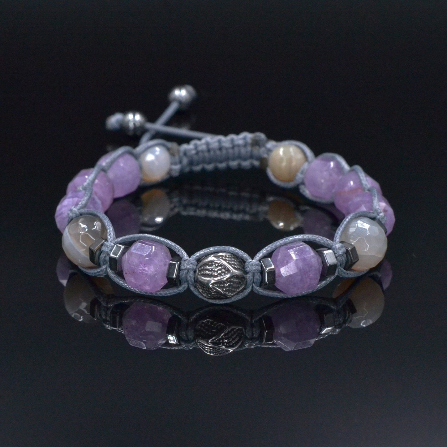 Men's Black Onyx Hematite Beaded Bracelet, Gemstone Braided Adjustable Bracelet, Gift for Men, Father's Day Gift, Crystal Amulet BraceletAmethyst Fluorite Onyx Beaded Bracelet, Men's Crystal Braided Adjustable Bracelet, Gift for Men, Father's Day Gift,Stone Macrame Bracelet Amethyst Agate Bracelet, Men's Steel Bead Adjustable Bracelet, Gift for Men, Light Purple Beaded Bracelet, Christmas Gift, Macrame Bracelet - Shamballa Bracelet - Mantra Bracelet - Birthstone Bracelet - Gemstone Bracelet Men -Valinde
