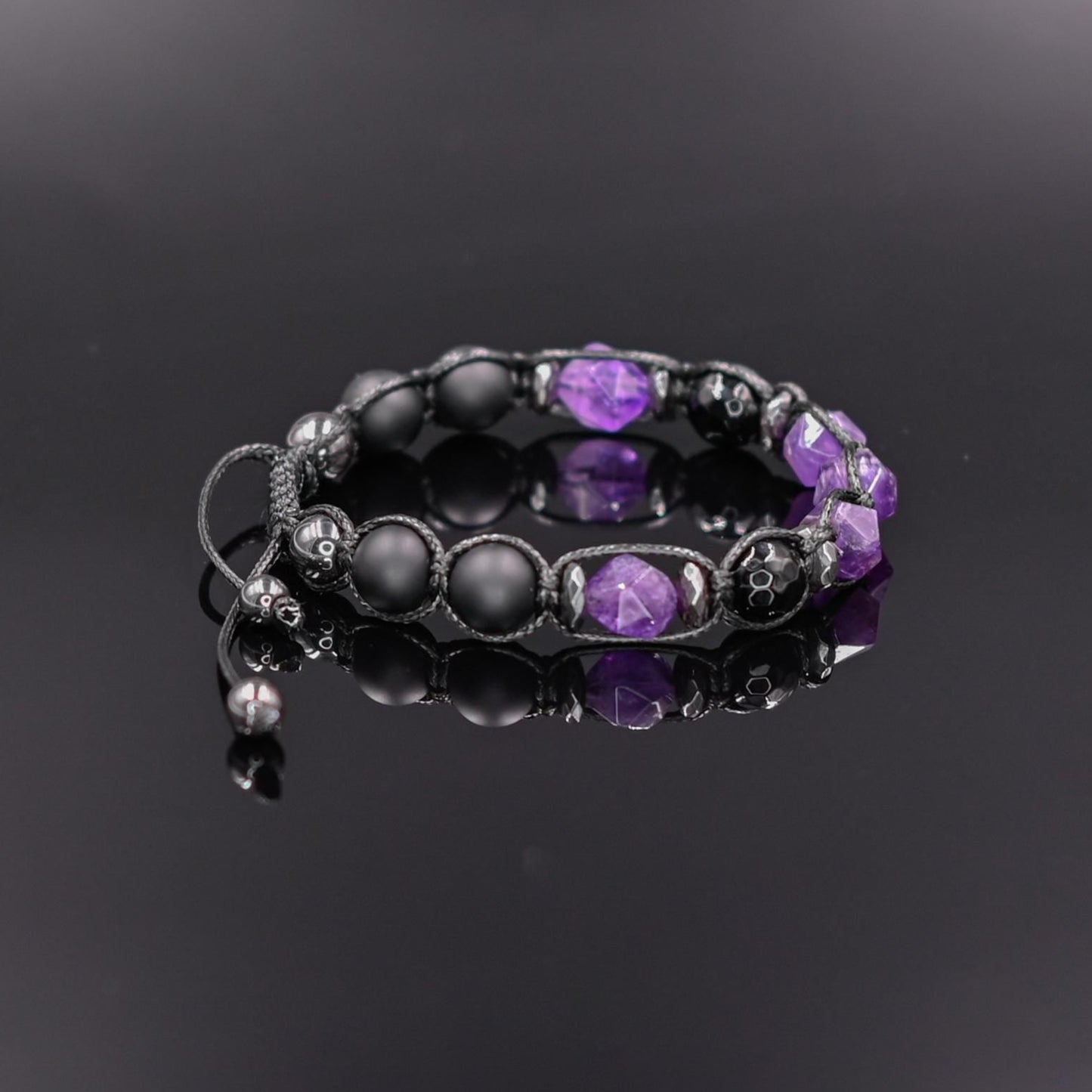 Men's Amethyst Bead Bracelet Black Onyx and Hematite Bracelet Gift for Man Father's Day Gift Adjustable Stone Bracelet Gift for Men - Shamballa Bracelet - Mantra Bracelet - Yoga Bracelet - Birthstone Bracelet - Gemstone Bracelet Men - Chakra Bracelet - Macrame Bracelet - Healing Bracelet - Gift for Father - Gift For Men - Valinde
