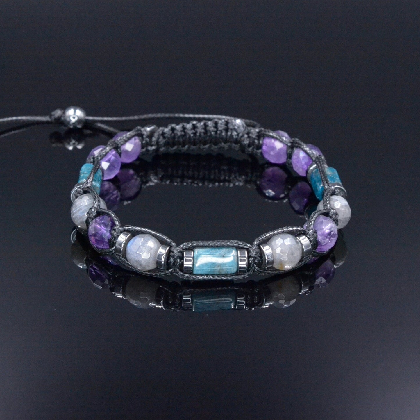 Men's Labradorite Bracelet - Amethyst Apatite Hematite Gemstone Bracelet - Gift for Men - Father's Day Gift - Braided Adjustable Bracelet - Shamballa Bracelet - Birthstone Bracelet - Gemstone Bracelet Men - Chakra Bracelet - Macrame Bracelet - Healing Bracelet - Valinde - Shamballa Bracelet - Birthstone Bracelet - Gemstone Bracelet Men - Chakra Bracelet - Macrame Bracelet - Healing Bracelet - Valinde