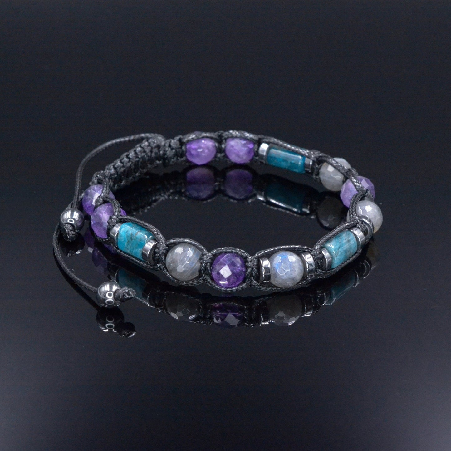 Men's Labradorite Bracelet - Amethyst Apatite Hematite Gemstone Bracelet - Gift for Men - Father's Day Gift - Braided Adjustable Bracelet - Shamballa Bracelet - Birthstone Bracelet - Gemstone Bracelet Men - Chakra Bracelet - Macrame Bracelet - Healing Bracelet - Valinde - Shamballa Bracelet - Birthstone Bracelet - Gemstone Bracelet Men - Chakra Bracelet - Macrame Bracelet - Healing Bracelet - Valinde