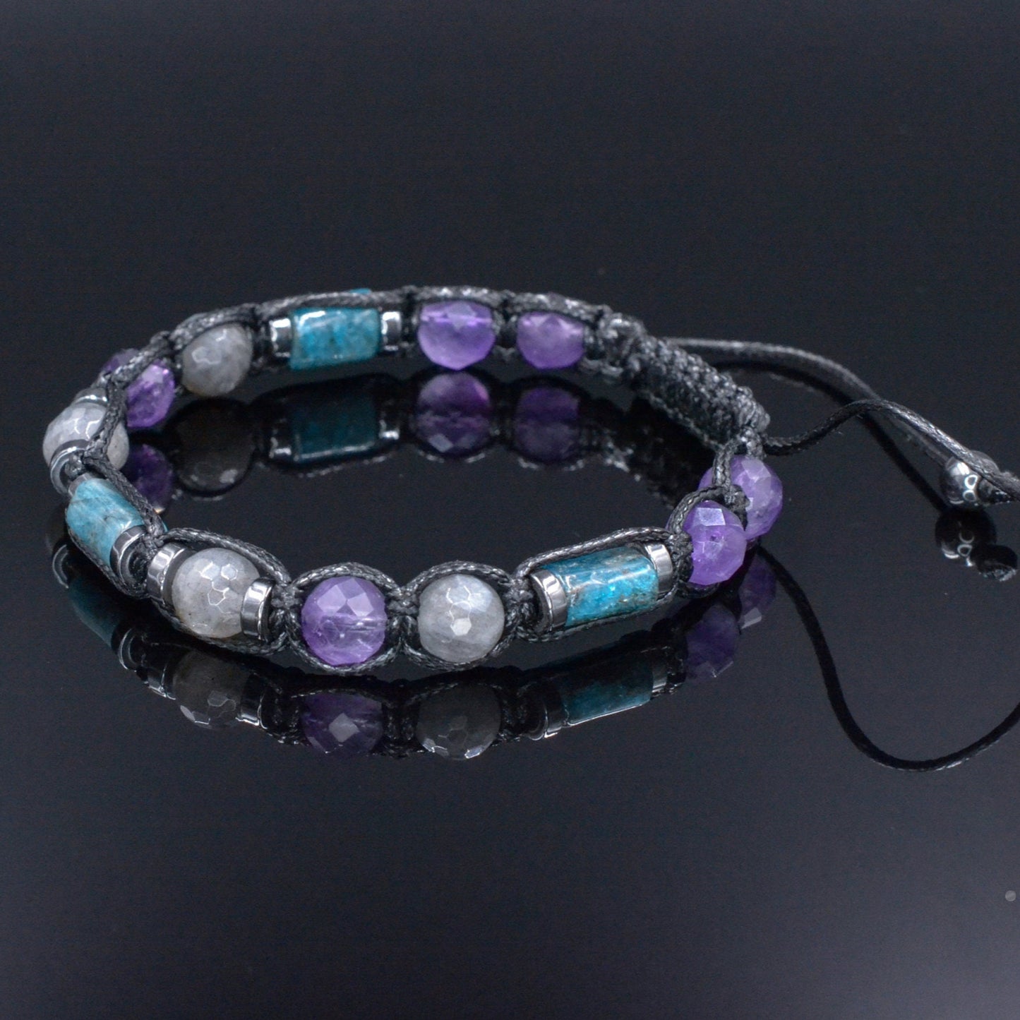 Men's Labradorite Bracelet - Amethyst Apatite Hematite Gemstone Bracelet - Gift for Men - Father's Day Gift - Braided Adjustable Bracelet - Shamballa Bracelet - Birthstone Bracelet - Gemstone Bracelet Men - Chakra Bracelet - Macrame Bracelet - Healing Bracelet - Valinde - Shamballa Bracelet - Birthstone Bracelet - Gemstone Bracelet Men - Chakra Bracelet - Macrame Bracelet - Healing Bracelet - Valinde
