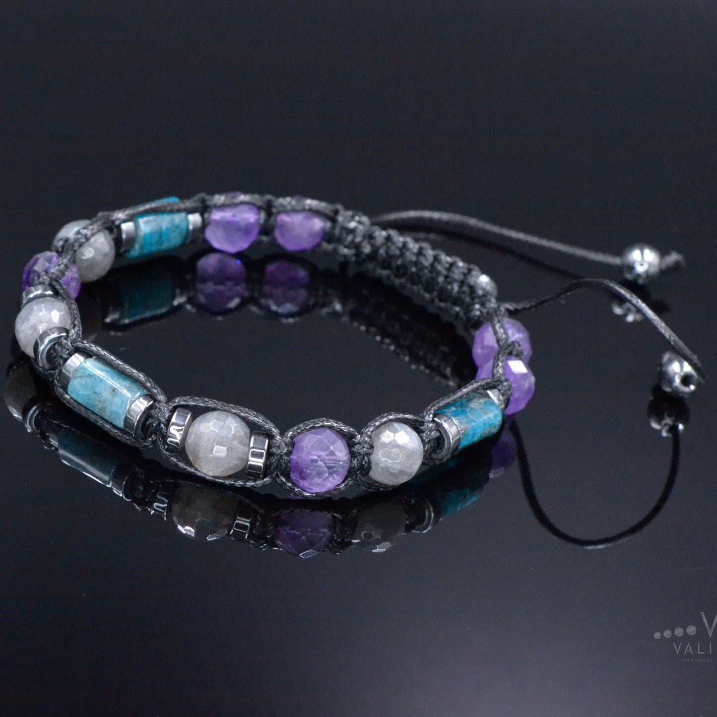 Men's Labradorite Bracelet - Amethyst Apatite Hematite Gemstone Bracelet - Gift for Men - Father's Day Gift - Braided Adjustable Bracelet - Shamballa Bracelet - Birthstone Bracelet - Gemstone Bracelet Men - Chakra Bracelet - Macrame Bracelet - Healing Bracelet - Valinde - Shamballa Bracelet - Birthstone Bracelet - Gemstone Bracelet Men - Chakra Bracelet - Macrame Bracelet - Healing Bracelet - Valinde