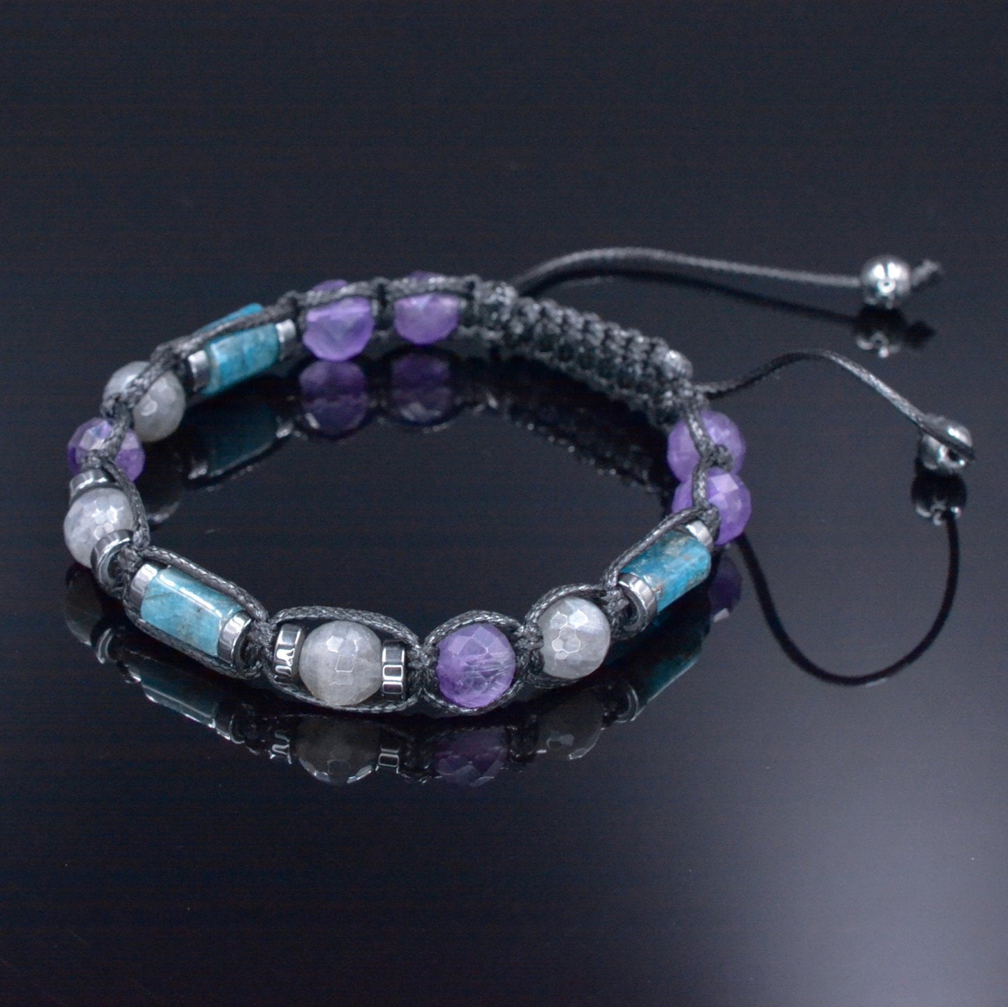 Men's Labradorite Bracelet - Amethyst Apatite Hematite Gemstone Bracelet - Gift for Men - Father's Day Gift - Braided Adjustable Bracelet - Shamballa Bracelet - Birthstone Bracelet - Gemstone Bracelet Men - Chakra Bracelet - Macrame Bracelet - Healing Bracelet - Valinde - Shamballa Bracelet - Birthstone Bracelet - Gemstone Bracelet Men - Chakra Bracelet - Macrame Bracelet - Healing Bracelet - Valinde