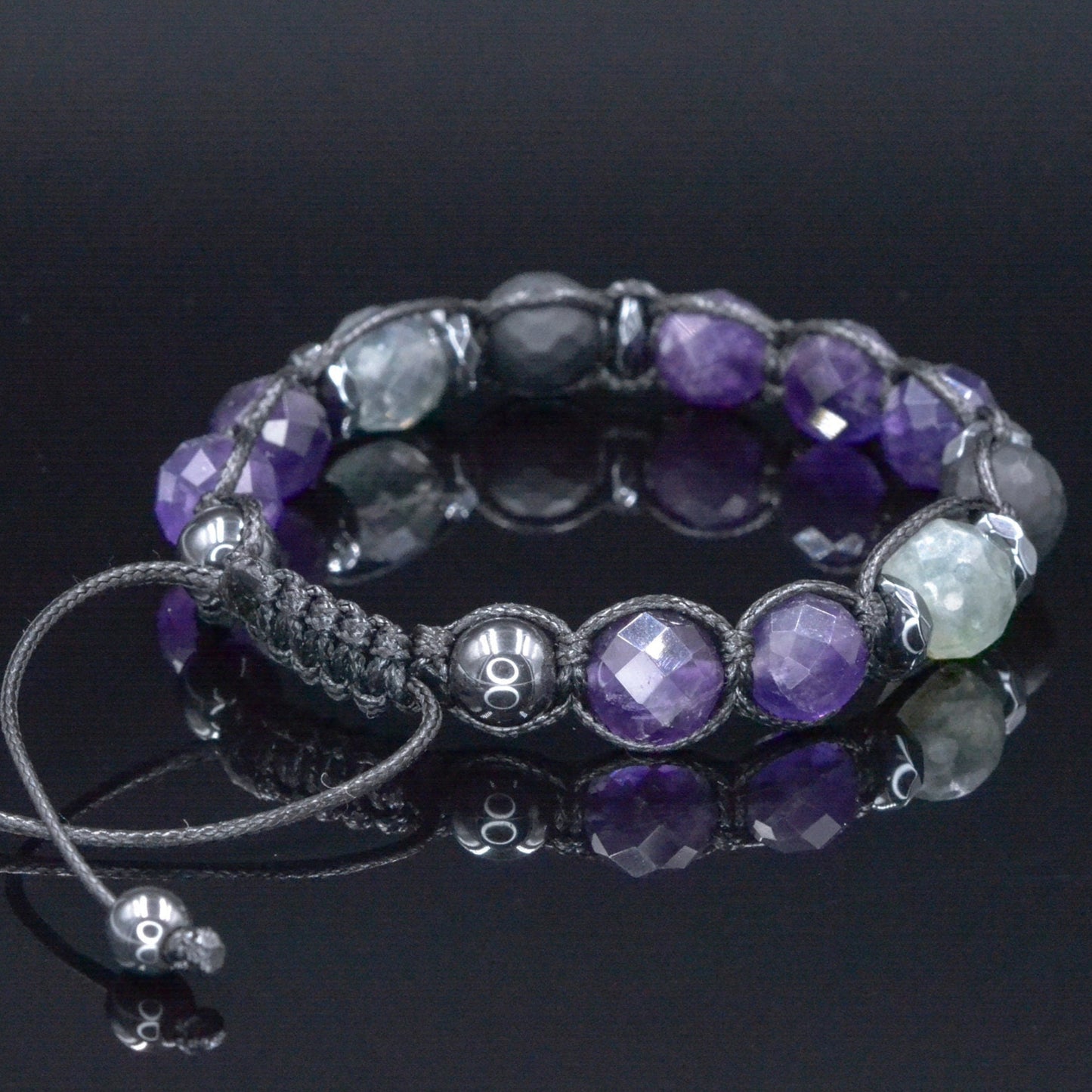Men's Black Onyx Hematite Beaded Bracelet, Gemstone Braided Adjustable Bracelet, Gift for Men, Father's Day Gift, Crystal Amulet BraceletAmethyst Fluorite Onyx Beaded Bracelet, Men's Crystal Braided Adjustable Bracelet, Gift for Men, Father's Day Gift,Stone Macrame Bracelet - Shamballa Bracelet - Mantra Bracelet - Birthstone Bracelet - Gemstone Bracelet Men - Chakra Bracelet - Macrame Bracelet - Healing Bracelet - Valinde