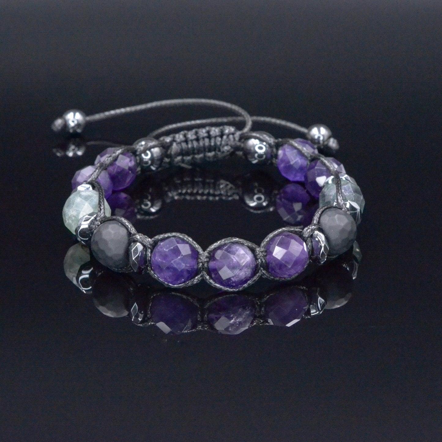Men's Black Onyx Hematite Beaded Bracelet, Gemstone Braided Adjustable Bracelet, Gift for Men, Father's Day Gift, Crystal Amulet BraceletAmethyst Fluorite Onyx Beaded Bracelet, Men's Crystal Braided Adjustable Bracelet, Gift for Men, Father's Day Gift,Stone Macrame Bracelet - Shamballa Bracelet - Mantra Bracelet - Birthstone Bracelet - Gemstone Bracelet Men - Chakra Bracelet - Macrame Bracelet - Healing Bracelet - Valinde