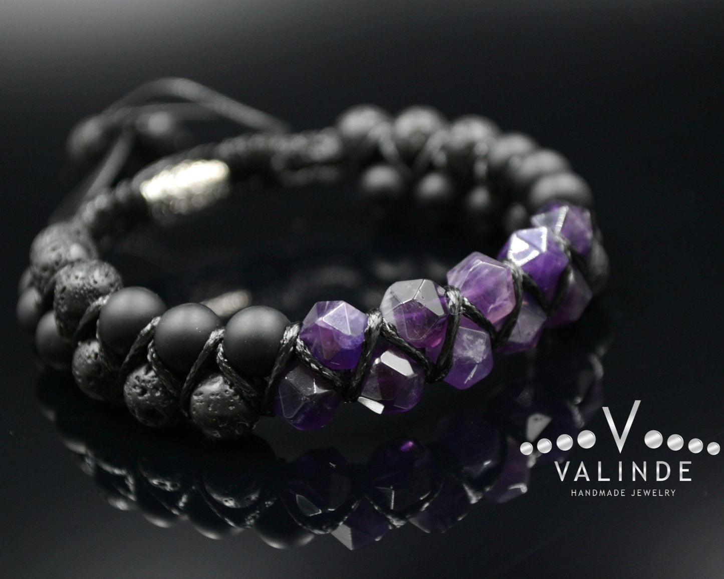 Amethyst Double Row Bracelet Men's Braided Bracelet Onyx Bracelet Gift for Men Adjustable Crystal Bracelet Lava Stone Macrame Bracelet - Shamballa Bracelet - Birthstone Bracelet - Gemstone Bracelet Men - Chakra Bracelet - Macrame Bracelet - Healing Bracelet