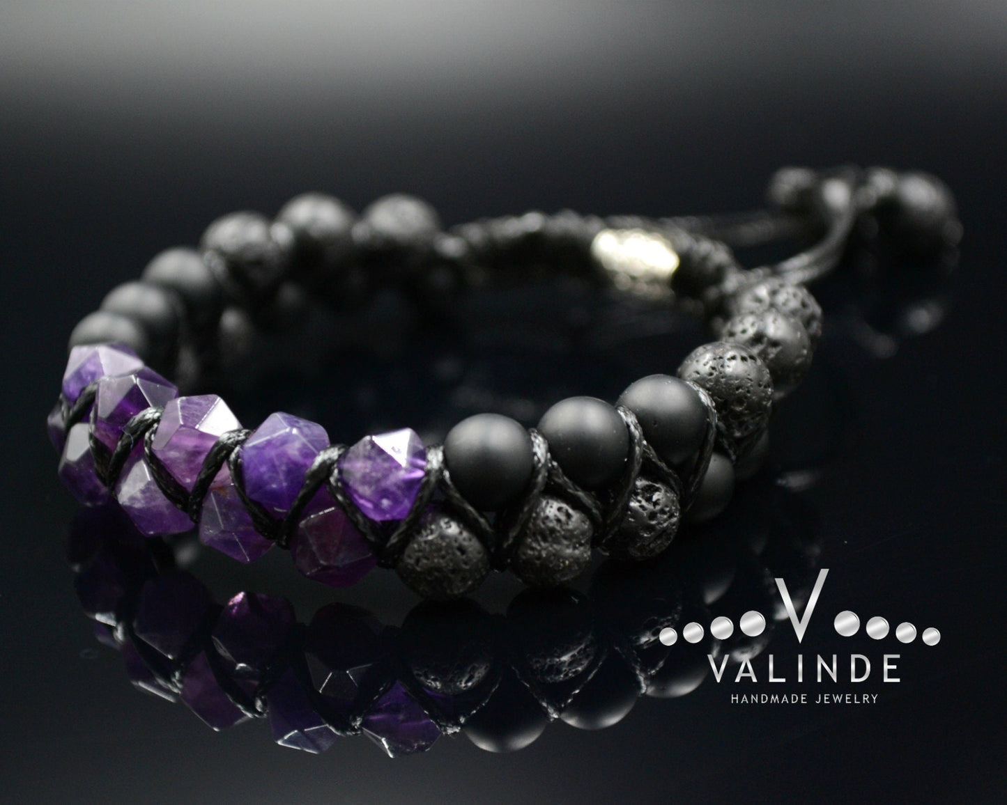 Amethyst Double Row Bracelet Men's Braided Bracelet Onyx Bracelet Gift for Men Adjustable Crystal Bracelet Lava Stone Macrame Bracelet - Shamballa Bracelet - Birthstone Bracelet - Gemstone Bracelet Men - Chakra Bracelet - Macrame Bracelet - Healing Bracelet