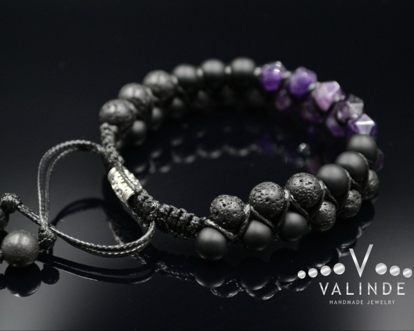 Amethyst Double Row Bracelet Men's Braided Bracelet Onyx Bracelet Gift for Men Adjustable Crystal Bracelet Lava Stone Macrame Bracelet - Shamballa Bracelet - Birthstone Bracelet - Gemstone Bracelet Men - Chakra Bracelet - Macrame Bracelet - Healing Bracelet