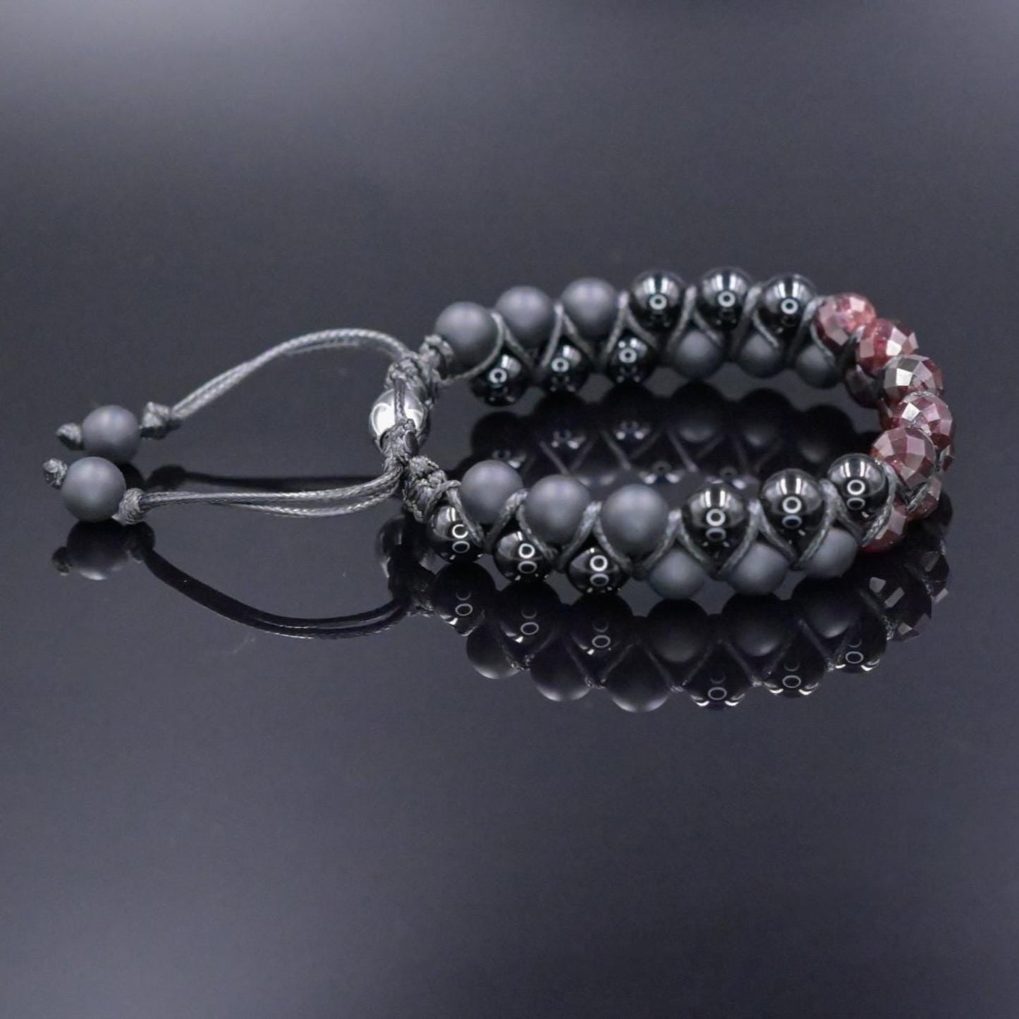 Men's Garnet Bracelet Double Row Macrame Bracelet Black Onyx Bracelet Gift for Man Agate Bracelet Double Bracelet for Man Men's Gift - Shamballa Bracelet - Birthstone Bracelet - Gemstone Bracelet Men - Chakra Bracelet - Macrame Bracelet - Healing Bracelet