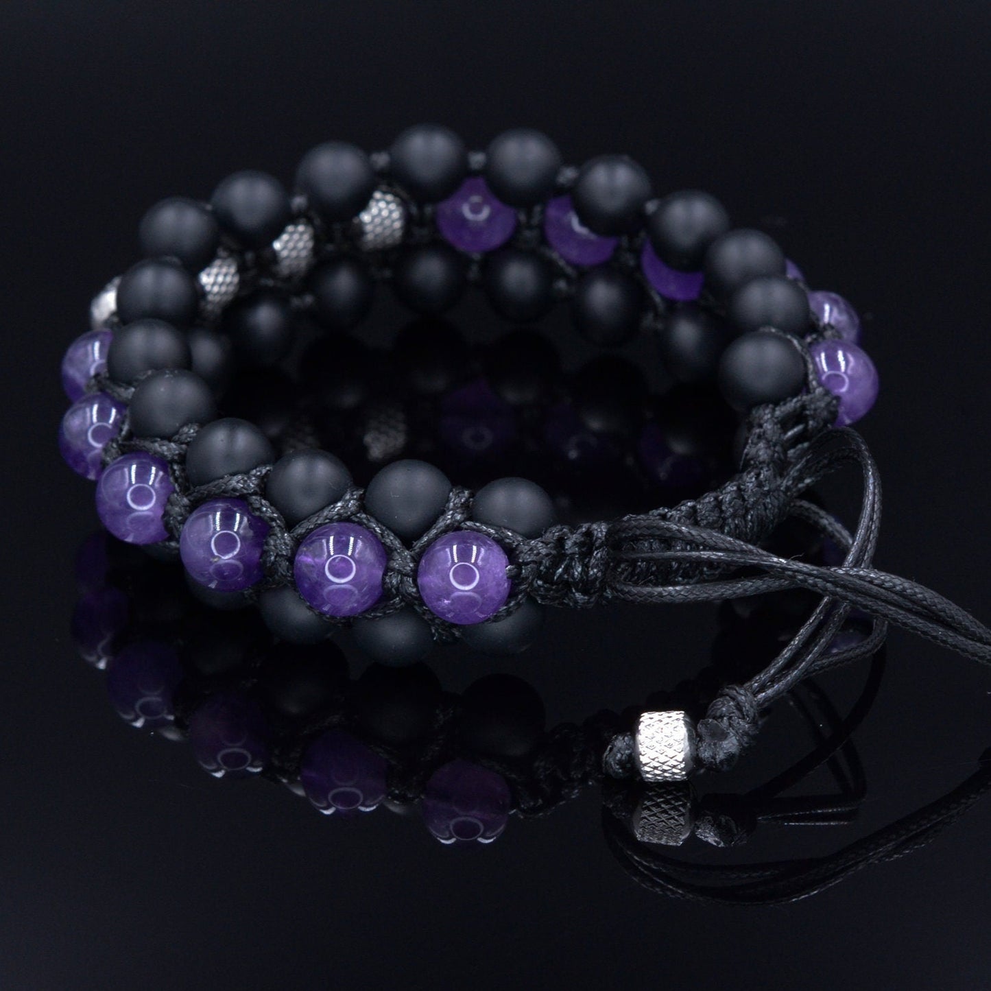 Men's Emerald Triple Bracelet - Three Row Bracelet - Quartz & Agate Bead Bracelet - Gift for Men - Father's Day Gift - Adjustable Bracelet Men's Amethyst Crystal Macrame Bracelet - Steel Bead Bracelet - Three Row Bracelet - Gift for Men - Black Onyx Triple Bracelet - Men's Gift- Shamballa Bracelet - Birthstone Bracelet - Gemstone Bracelet Men - Chakra Bracelet - Macrame Bracelet - Healing Bracelet - Valinde