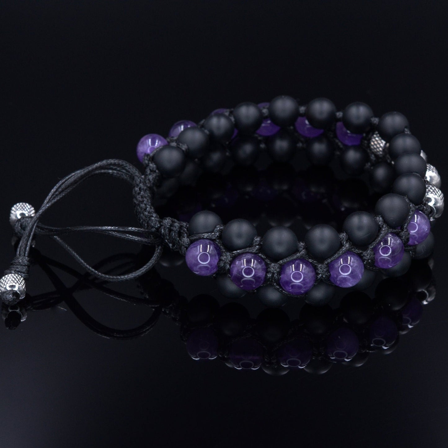 Men's Emerald Triple Bracelet - Three Row Bracelet - Quartz & Agate Bead Bracelet - Gift for Men - Father's Day Gift - Adjustable Bracelet Men's Amethyst Crystal Macrame Bracelet - Steel Bead Bracelet - Three Row Bracelet - Gift for Men - Black Onyx Triple Bracelet - Men's Gift- Shamballa Bracelet - Birthstone Bracelet - Gemstone Bracelet Men - Chakra Bracelet - Macrame Bracelet - Healing Bracelet - Valinde