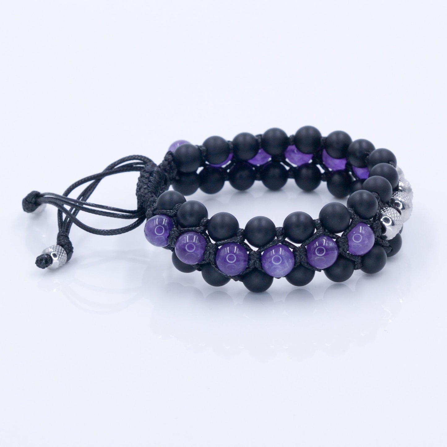 Men's Emerald Triple Bracelet - Three Row Bracelet - Quartz & Agate Bead Bracelet - Gift for Men - Father's Day Gift - Adjustable Bracelet Men's Amethyst Crystal Macrame Bracelet - Steel Bead Bracelet - Three Row Bracelet - Gift for Men - Black Onyx Triple Bracelet - Men's Gift- Shamballa Bracelet - Birthstone Bracelet - Gemstone Bracelet Men - Chakra Bracelet - Macrame Bracelet - Healing Bracelet - Valinde