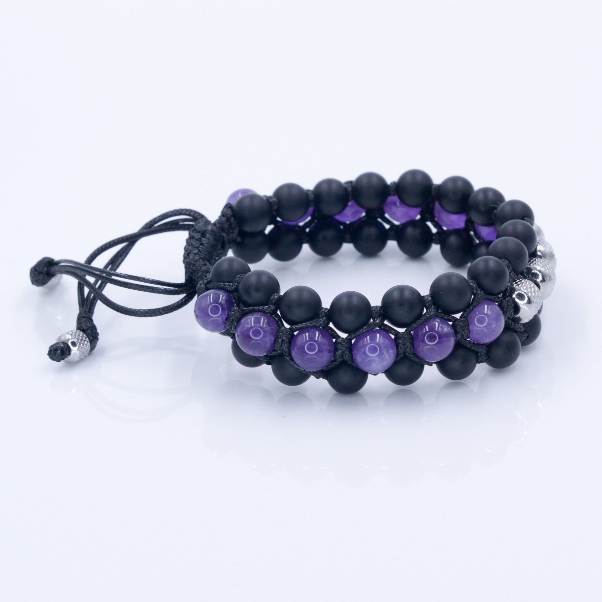 Men's Emerald Triple Bracelet - Three Row Bracelet - Quartz & Agate Bead Bracelet - Gift for Men - Father's Day Gift - Adjustable Bracelet Men's Amethyst Crystal Macrame Bracelet - Steel Bead Bracelet - Three Row Bracelet - Gift for Men - Black Onyx Triple Bracelet - Men's Gift- Shamballa Bracelet - Birthstone Bracelet - Gemstone Bracelet Men - Chakra Bracelet - Macrame Bracelet - Healing Bracelet - Valinde