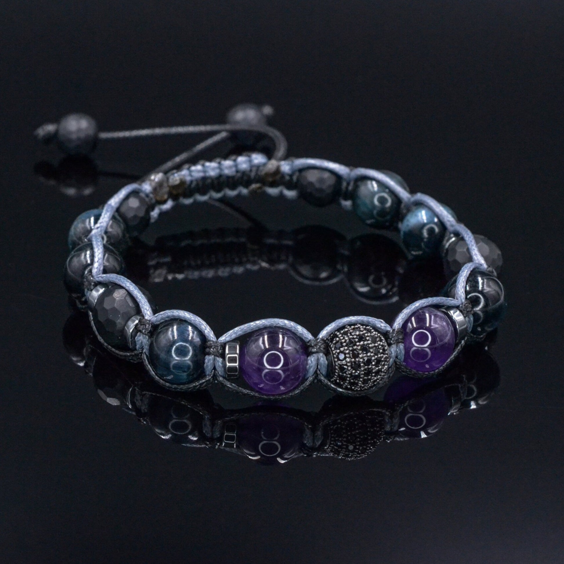 Men's Blue Tiger's Eye Bracelet - Amethyst Black Onyx Crystal Bracelet - Gift for Men - Adjustable Beaded Bracelet for Men - Men's Gift - Shamballa Bracelet - Birthstone Bracelet - Gemstone Bracelet Men - Chakra Bracelet - Macrame Bracelet - Healing Bracelet - Valinde - Shamballa Bracelet - Birthstone Bracelet - Gemstone Bracelet Men - Chakra Bracelet - Macrame Bracelet - Healing Bracelet - Valinde