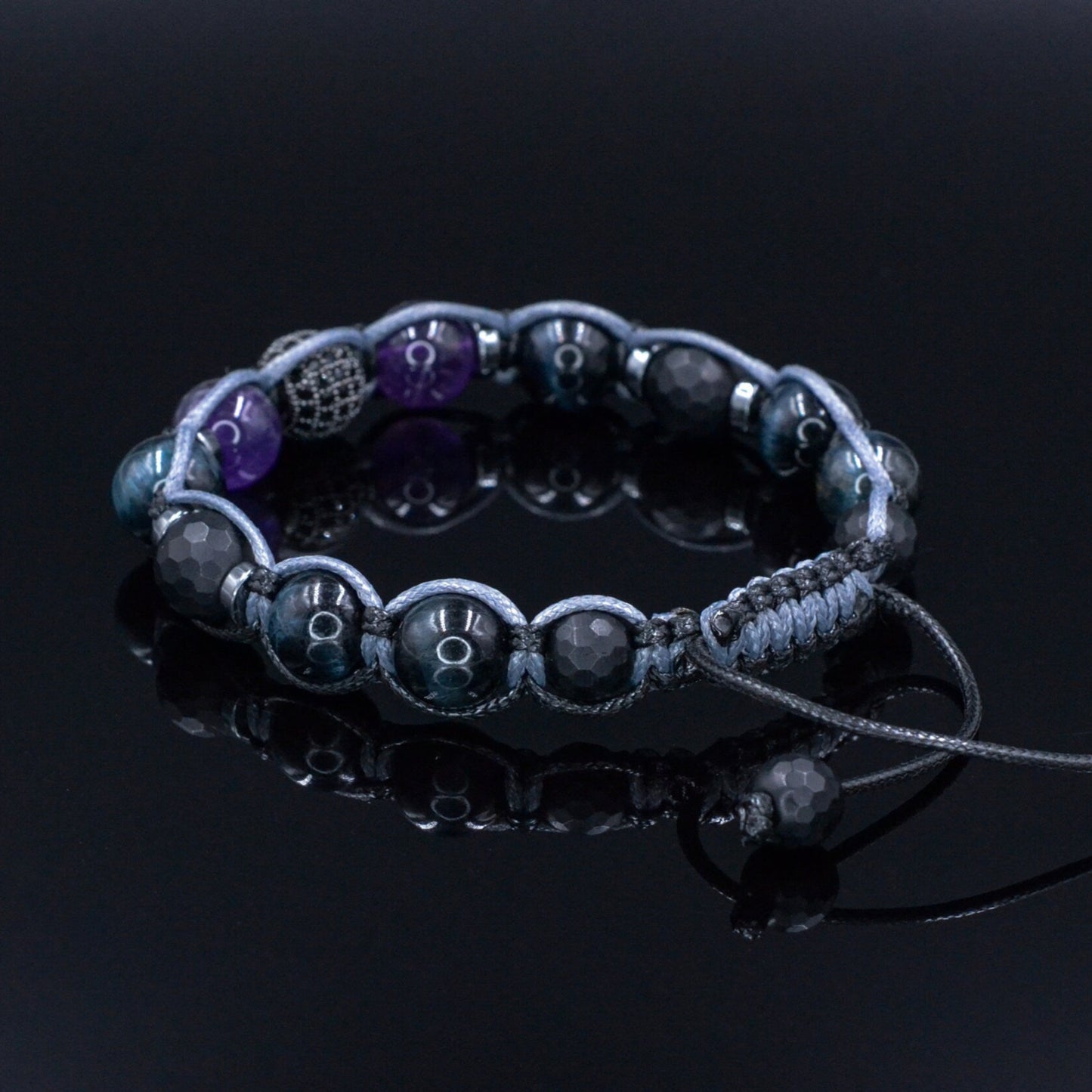 Men's Blue Tiger's Eye Bracelet - Amethyst Black Onyx Crystal Bracelet - Gift for Men - Adjustable Beaded Bracelet for Men - Men's Gift - Shamballa Bracelet - Birthstone Bracelet - Gemstone Bracelet Men - Chakra Bracelet - Macrame Bracelet - Healing Bracelet - Valinde - Shamballa Bracelet - Birthstone Bracelet - Gemstone Bracelet Men - Chakra Bracelet - Macrame Bracelet - Healing Bracelet - Valinde