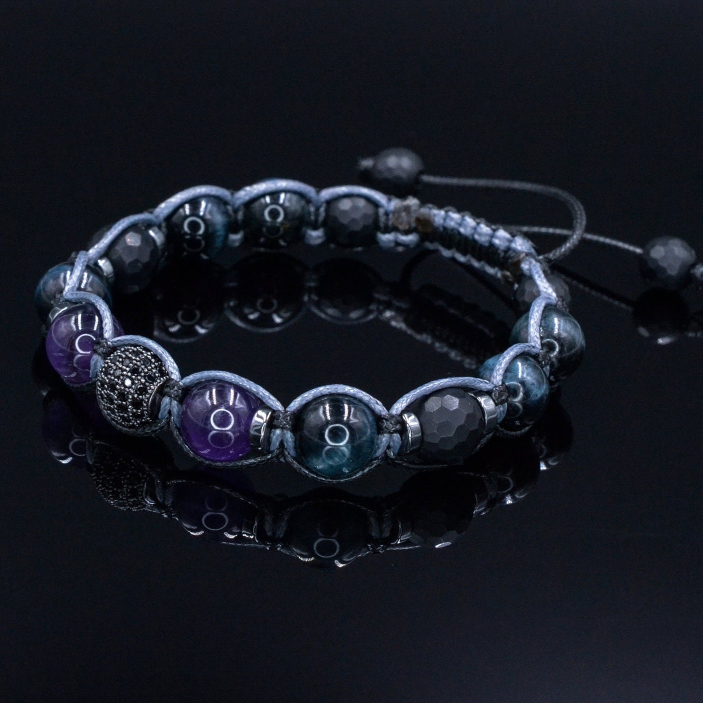 Men's Blue Tiger's Eye Bracelet - Amethyst Black Onyx Crystal Bracelet - Gift for Men - Adjustable Beaded Bracelet for Men - Men's Gift - Shamballa Bracelet - Birthstone Bracelet - Gemstone Bracelet Men - Chakra Bracelet - Macrame Bracelet - Healing Bracelet - Valinde - Shamballa Bracelet - Birthstone Bracelet - Gemstone Bracelet Men - Chakra Bracelet - Macrame Bracelet - Healing Bracelet - Valinde