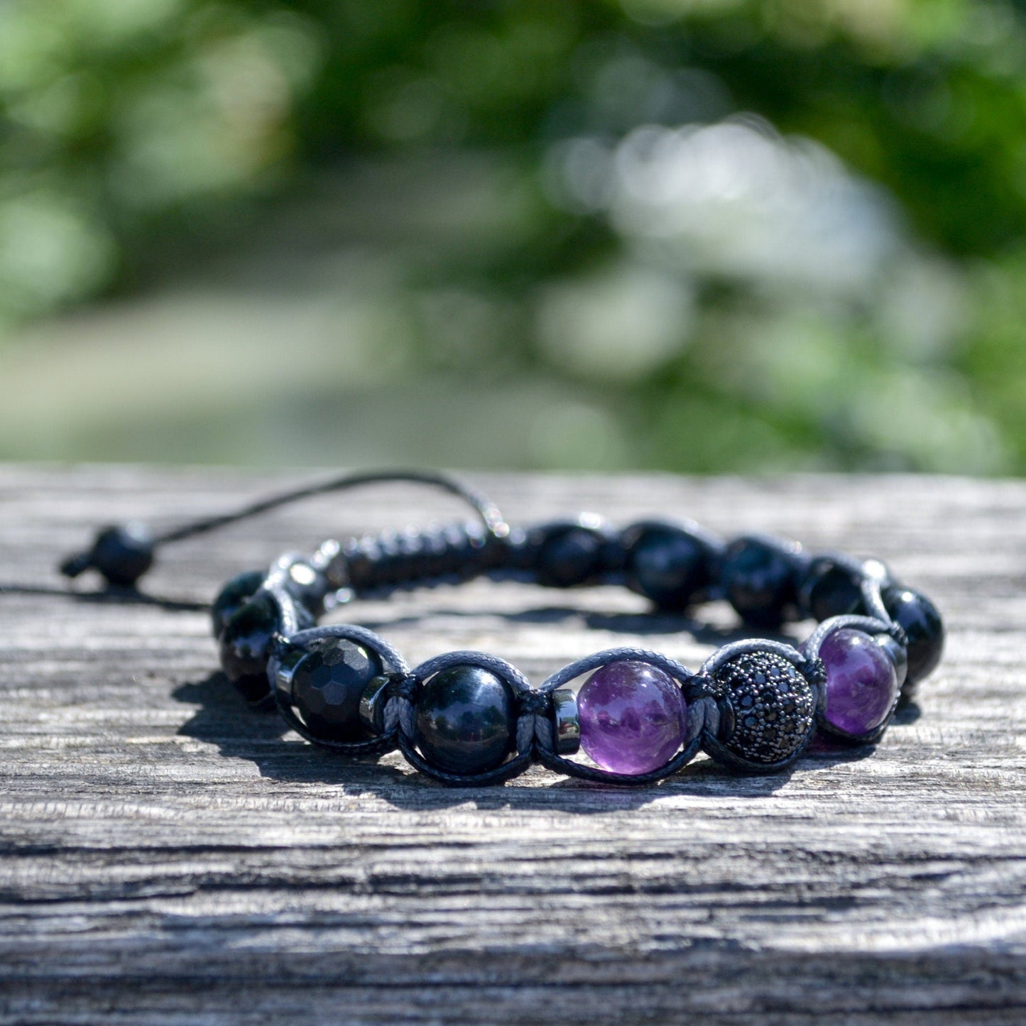 Men's Blue Tiger's Eye Bracelet - Amethyst Black Onyx Crystal Bracelet - Gift for Men - Adjustable Beaded Bracelet for Men - Men's Gift - Shamballa Bracelet - Birthstone Bracelet - Gemstone Bracelet Men - Chakra Bracelet - Macrame Bracelet - Healing Bracelet - Valinde - Shamballa Bracelet - Birthstone Bracelet - Gemstone Bracelet Men - Chakra Bracelet - Macrame Bracelet - Healing Bracelet - Valinde