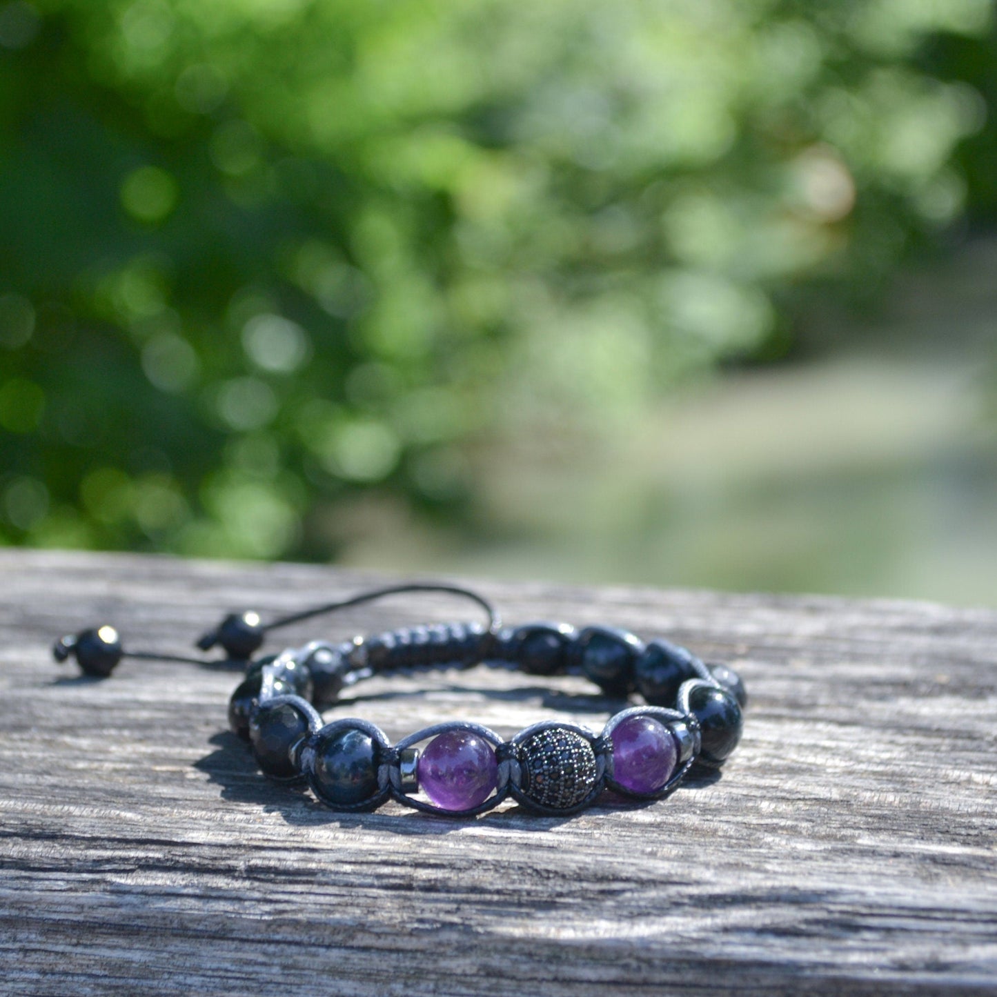 Men's Blue Tiger's Eye Bracelet - Amethyst Black Onyx Crystal Bracelet - Gift for Men - Adjustable Beaded Bracelet for Men - Men's Gift - Shamballa Bracelet - Birthstone Bracelet - Gemstone Bracelet Men - Chakra Bracelet - Macrame Bracelet - Healing Bracelet - Valinde - Shamballa Bracelet - Birthstone Bracelet - Gemstone Bracelet Men - Chakra Bracelet - Macrame Bracelet - Healing Bracelet - Valinde