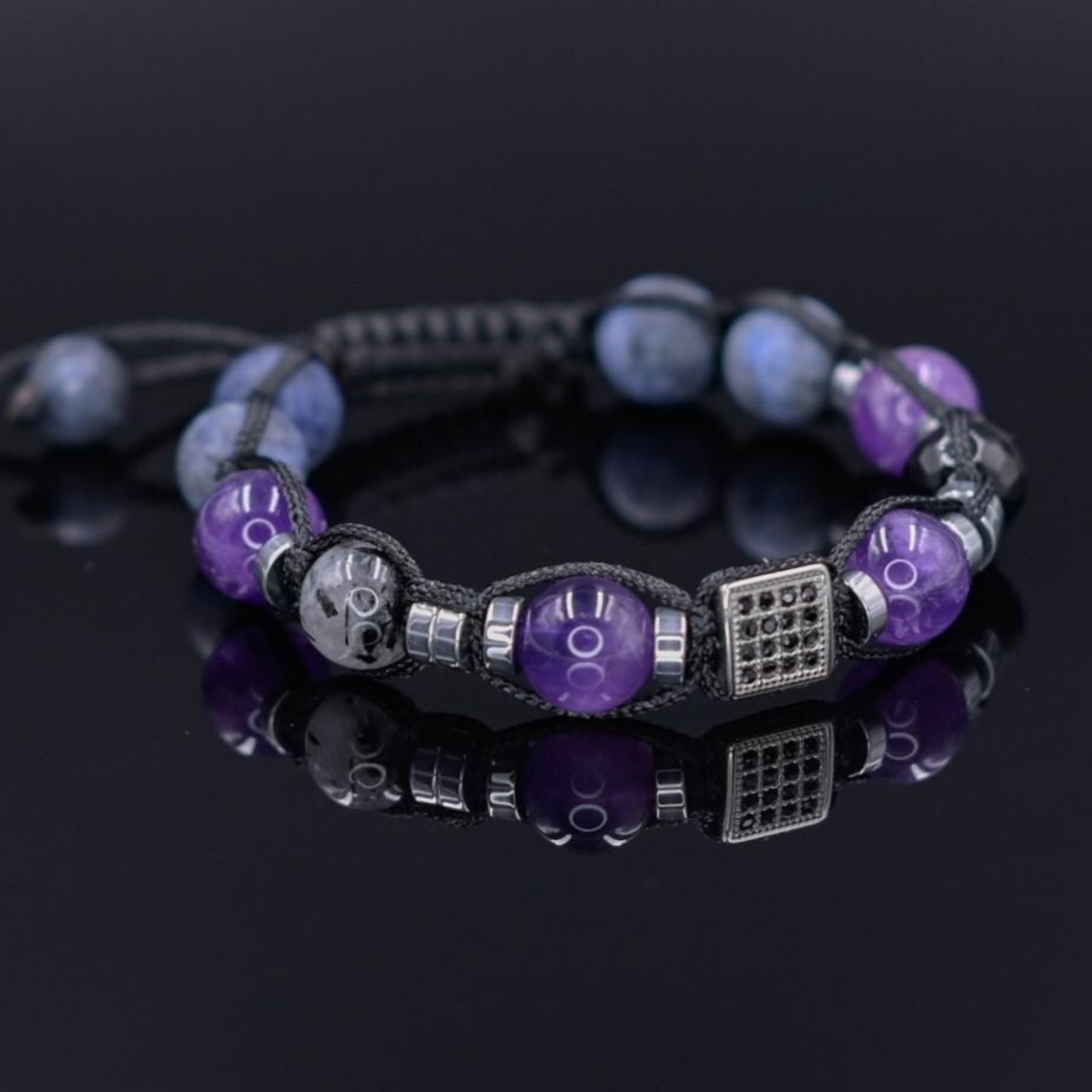 Amethyst Gemstone Bracelet Men, Men's Sodalite Quartz Agate Braided Bracelet, Steel Bead Bracelet, Gift for Men, Adjustable Beaded Bracelet - Shamballa Bracelet - Mantra Bracelet - Birthstone Bracelet - Gemstone Bracelet Men - Chakra Bracelet - Macrame Bracelet - Healing Bracelet - Valinde