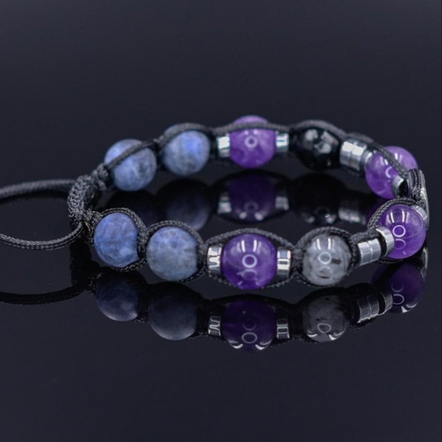 Amethyst Gemstone Bracelet Men, Men's Sodalite Quartz Agate Braided Bracelet, Steel Bead Bracelet, Gift for Men, Adjustable Beaded Bracelet - Shamballa Bracelet - Mantra Bracelet - Birthstone Bracelet - Gemstone Bracelet Men - Chakra Bracelet - Macrame Bracelet - Healing Bracelet - Valinde