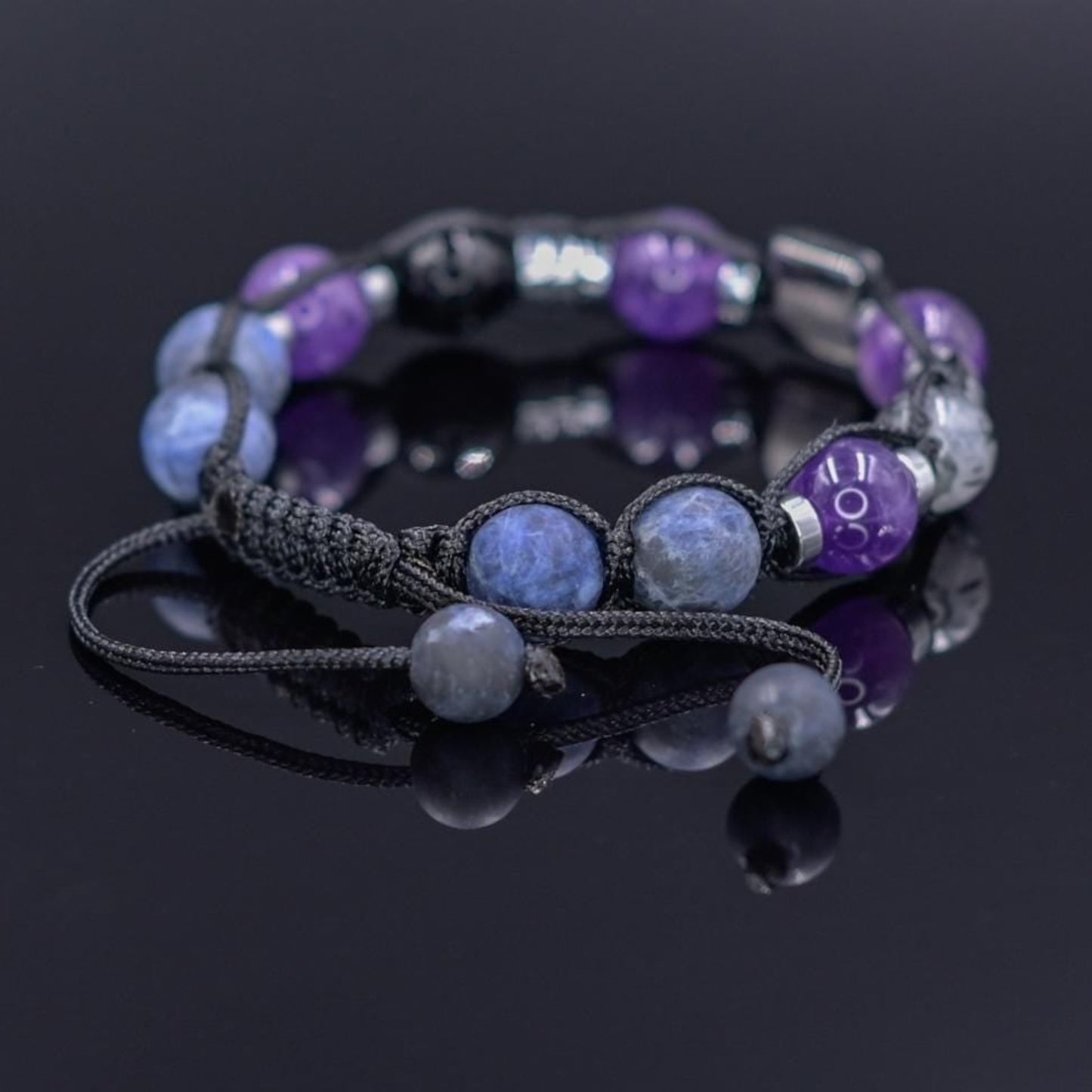 Amethyst Gemstone Bracelet Men, Men's Sodalite Quartz Agate Braided Bracelet, Steel Bead Bracelet, Gift for Men, Adjustable Beaded Bracelet - Shamballa Bracelet - Mantra Bracelet - Birthstone Bracelet - Gemstone Bracelet Men - Chakra Bracelet - Macrame Bracelet - Healing Bracelet - Valinde