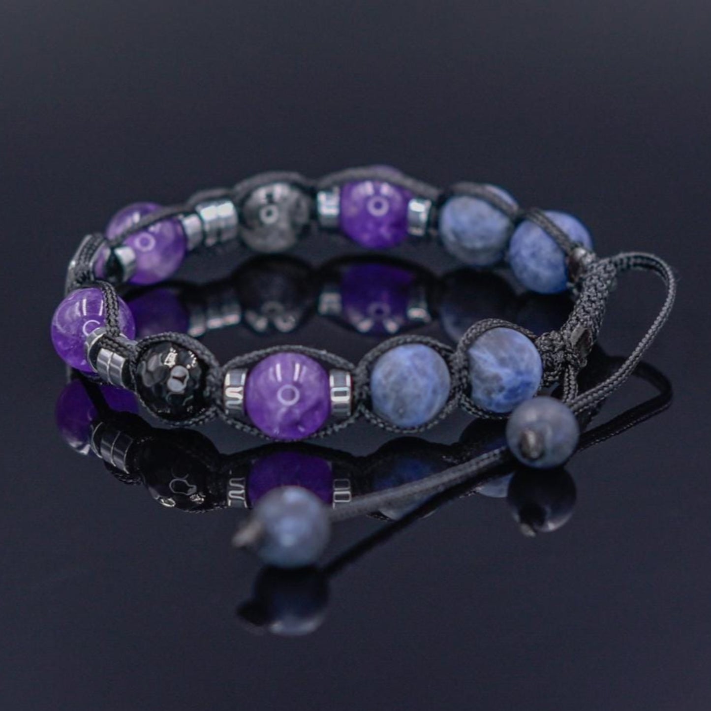 Amethyst Gemstone Bracelet Men, Men's Sodalite Quartz Agate Braided Bracelet, Steel Bead Bracelet, Gift for Men, Adjustable Beaded Bracelet - Shamballa Bracelet - Mantra Bracelet - Birthstone Bracelet - Gemstone Bracelet Men - Chakra Bracelet - Macrame Bracelet - Healing Bracelet - Valinde