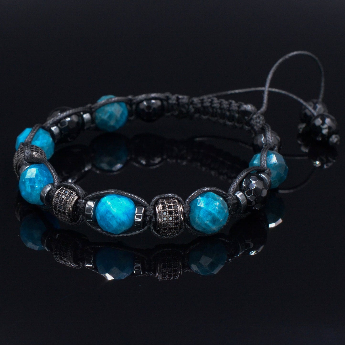 Men's blue apatite crystal bracelet - Zirconia bead bracelet - Gift for men - Adjustable macramé bracelet - Father's Day gift - Shamballa Bracelet - Mantra Bracelet - Birthstone Bracelet - Gemstone Bracelet Men - Chakra Bracelet - Macrame Bracelet - Healing Bracelet - Valinde