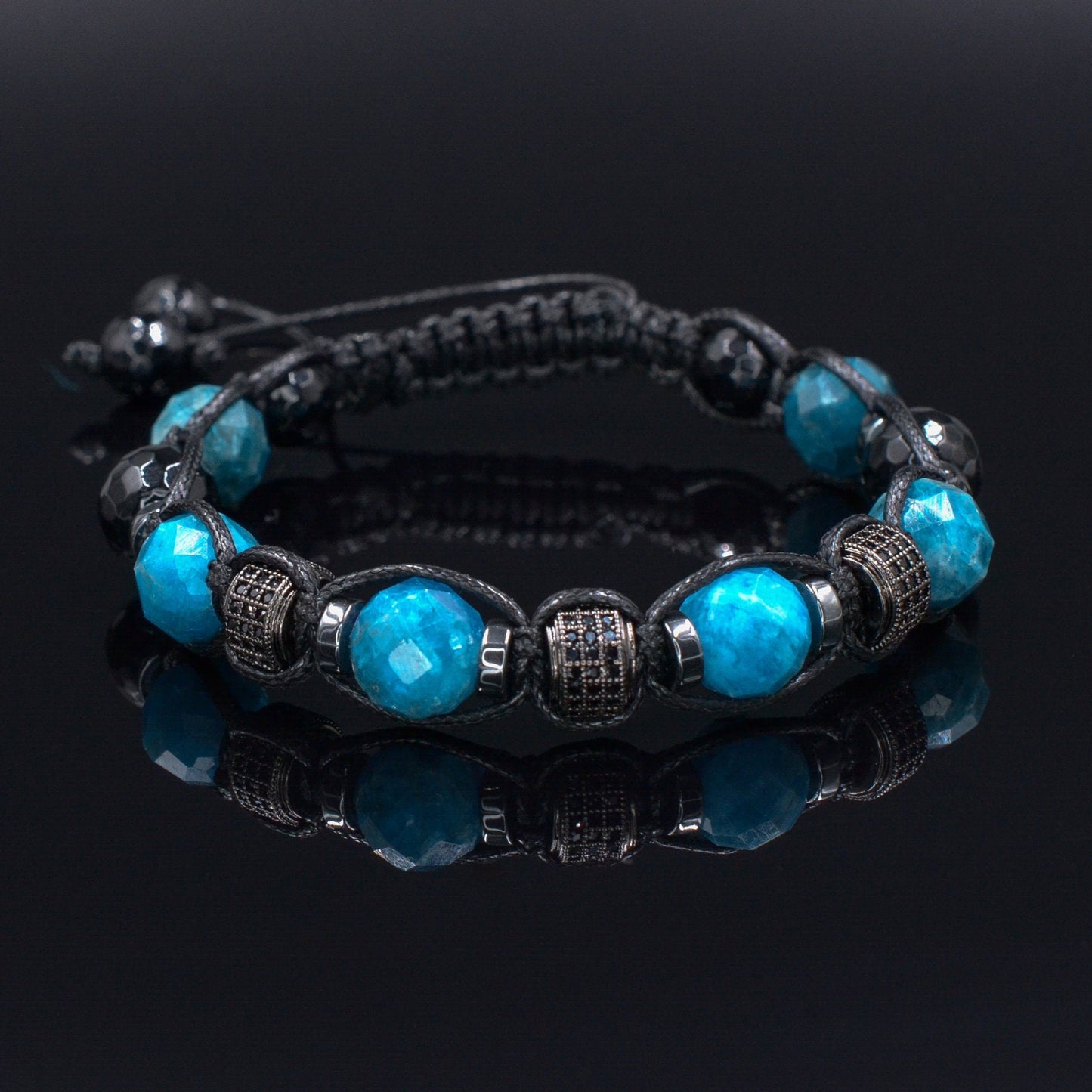 Men's blue apatite crystal bracelet - Zirconia bead bracelet - Gift for men - Adjustable macramé bracelet - Father's Day gift - Shamballa Bracelet - Mantra Bracelet - Birthstone Bracelet - Gemstone Bracelet Men - Chakra Bracelet - Macrame Bracelet - Healing Bracelet - Valinde