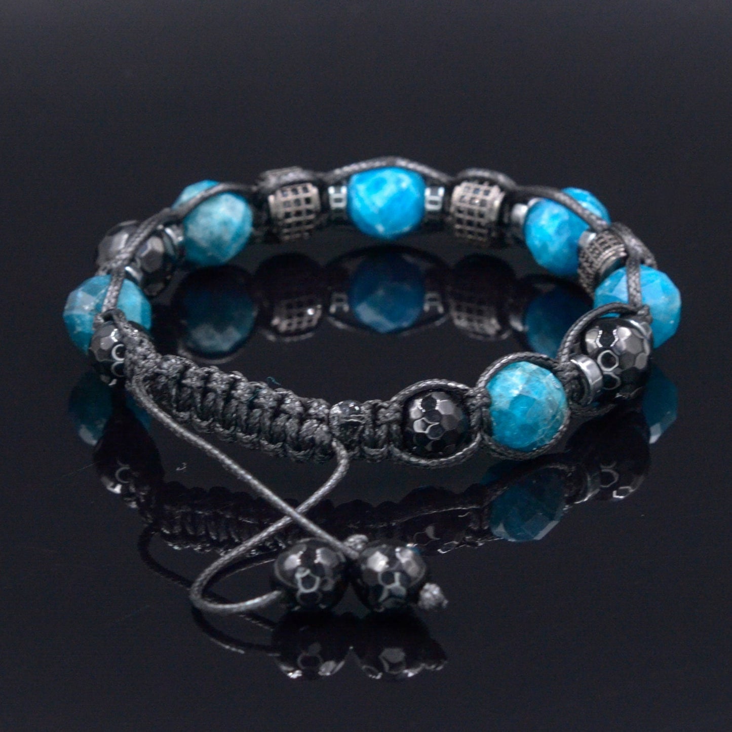 Men's blue apatite crystal bracelet - Zirconia bead bracelet - Gift for men - Adjustable macramé bracelet - Father's Day gift - Shamballa Bracelet - Mantra Bracelet - Birthstone Bracelet - Gemstone Bracelet Men - Chakra Bracelet - Macrame Bracelet - Healing Bracelet - Valinde